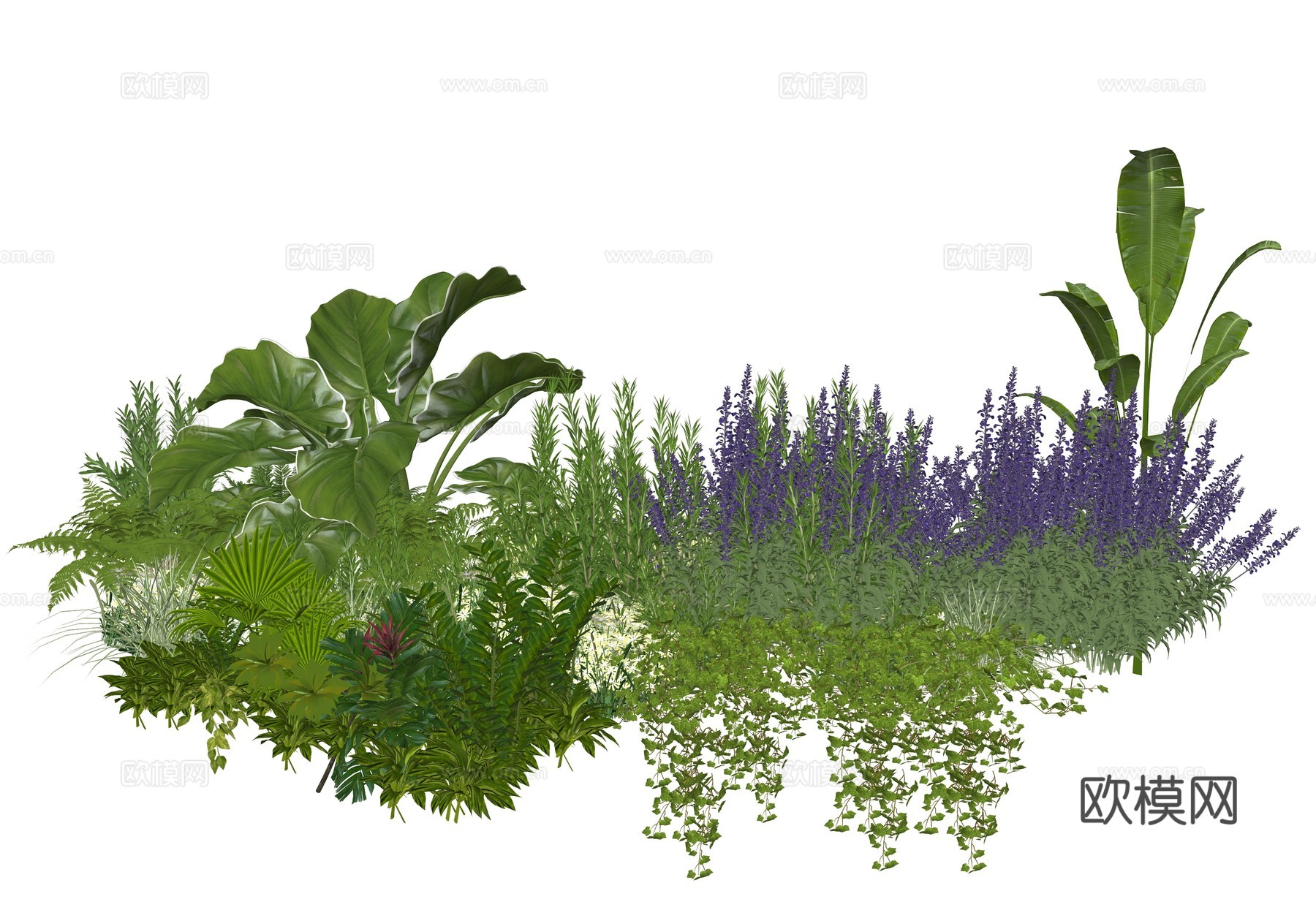 现代室内植物堆造景组合su模型