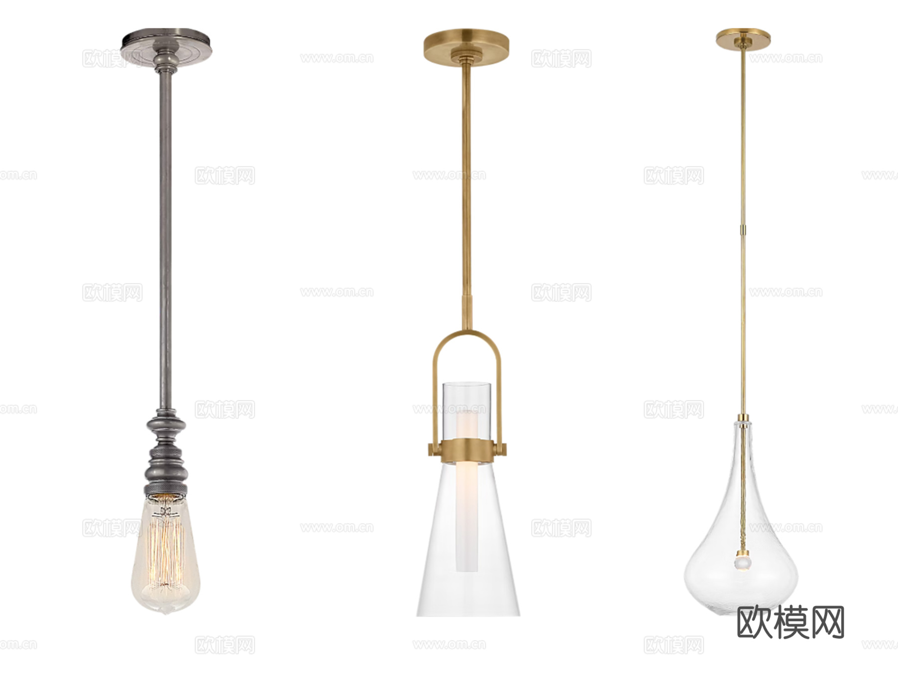 现代小吊灯金属吊灯 复古吊灯 餐厅小吊灯su模型