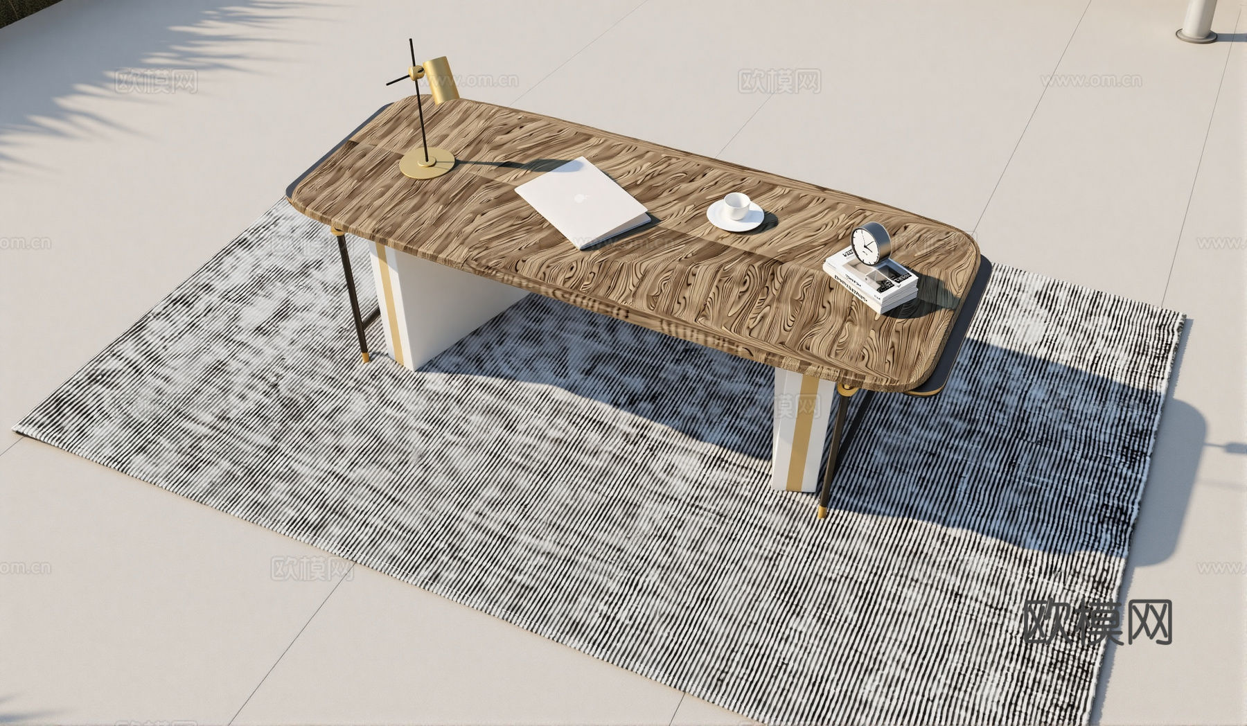 现代书桌_桌子_工作桌_办公桌_摆件su模型