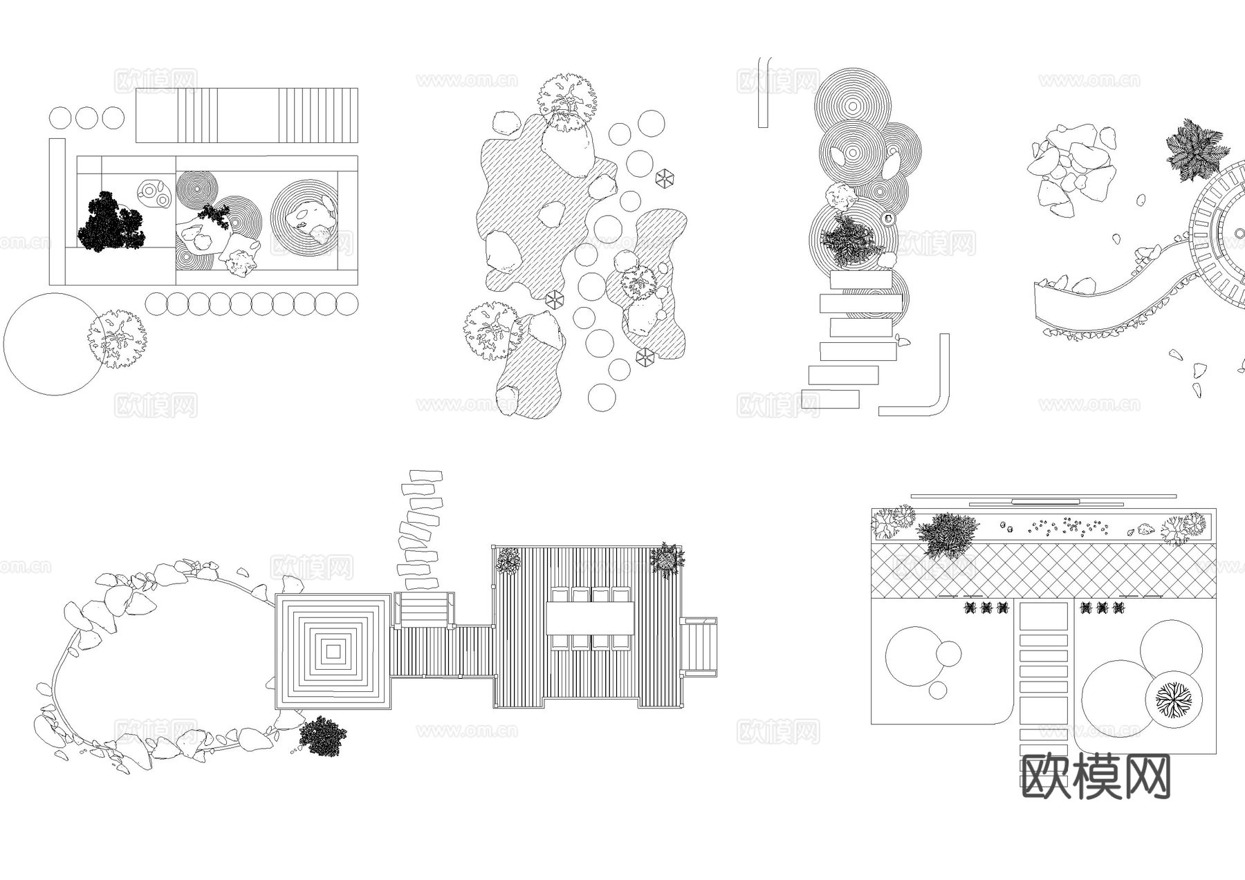 日式枯山水景观小品cad图块cad施工图下载（渲染图3）