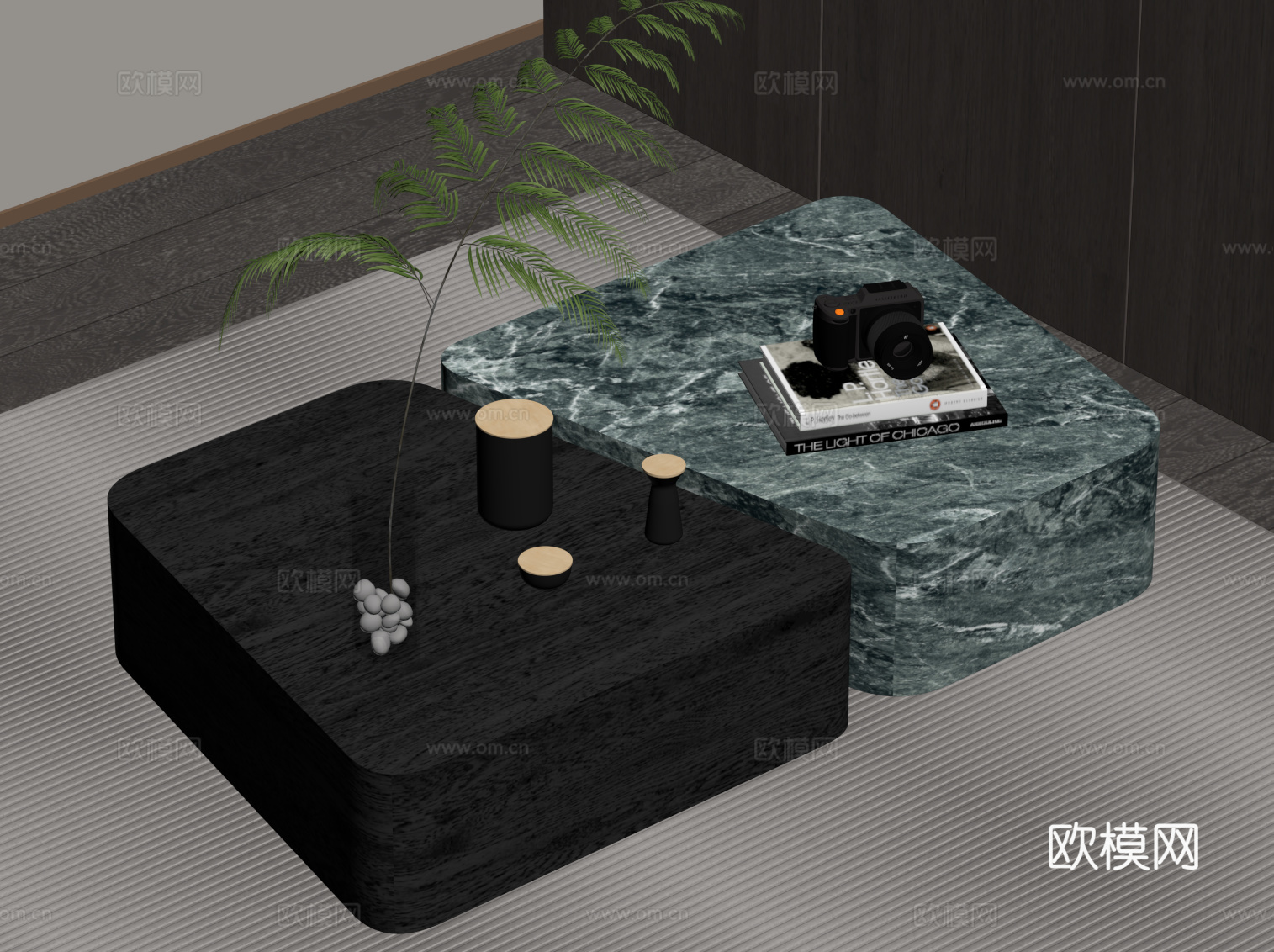 现代意式茶几 实木茶几 大理石茶几su模型