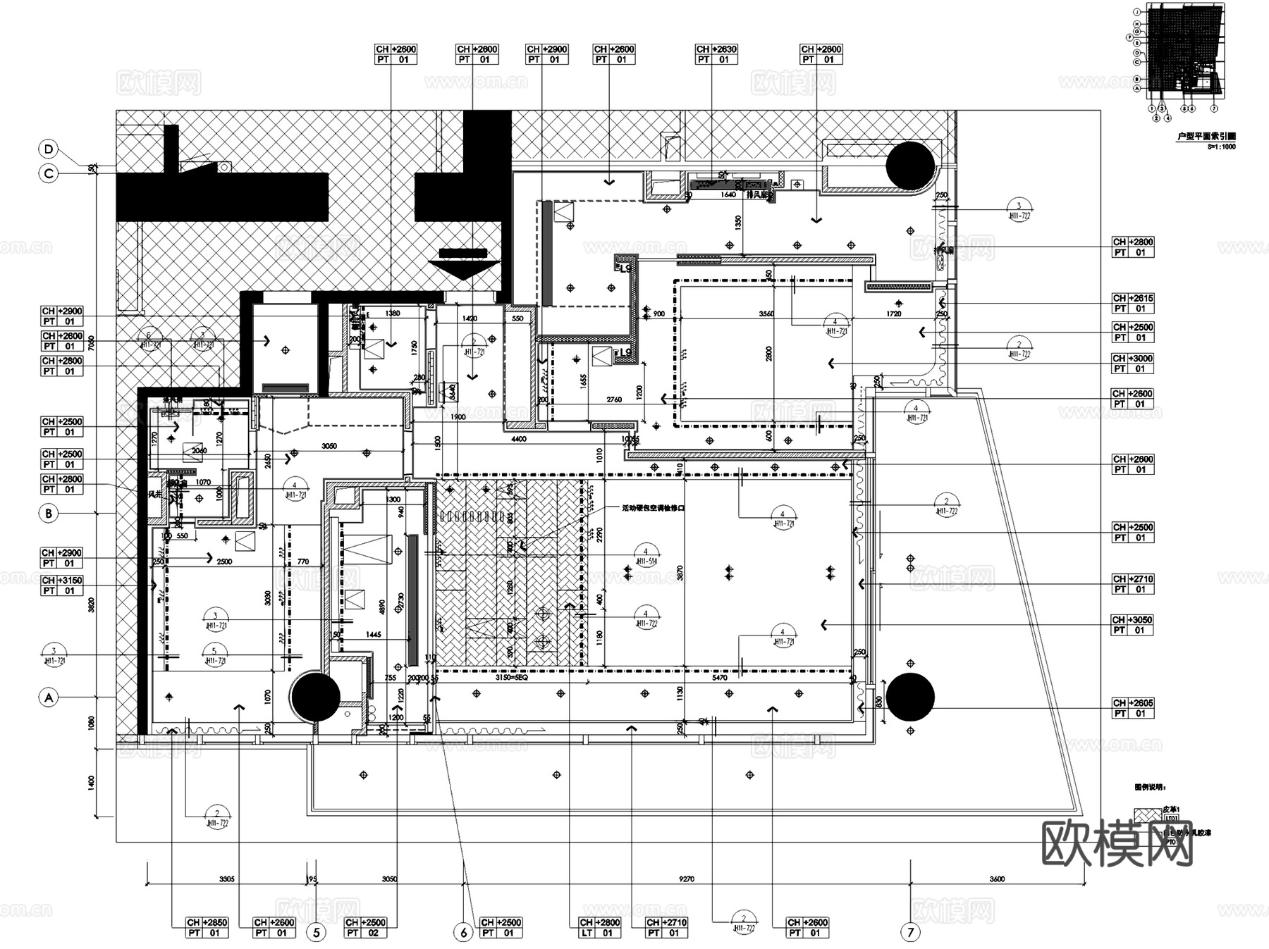 深圳湾壹号广场T5-6C户型室内家装CAD施工图整套cad施工图