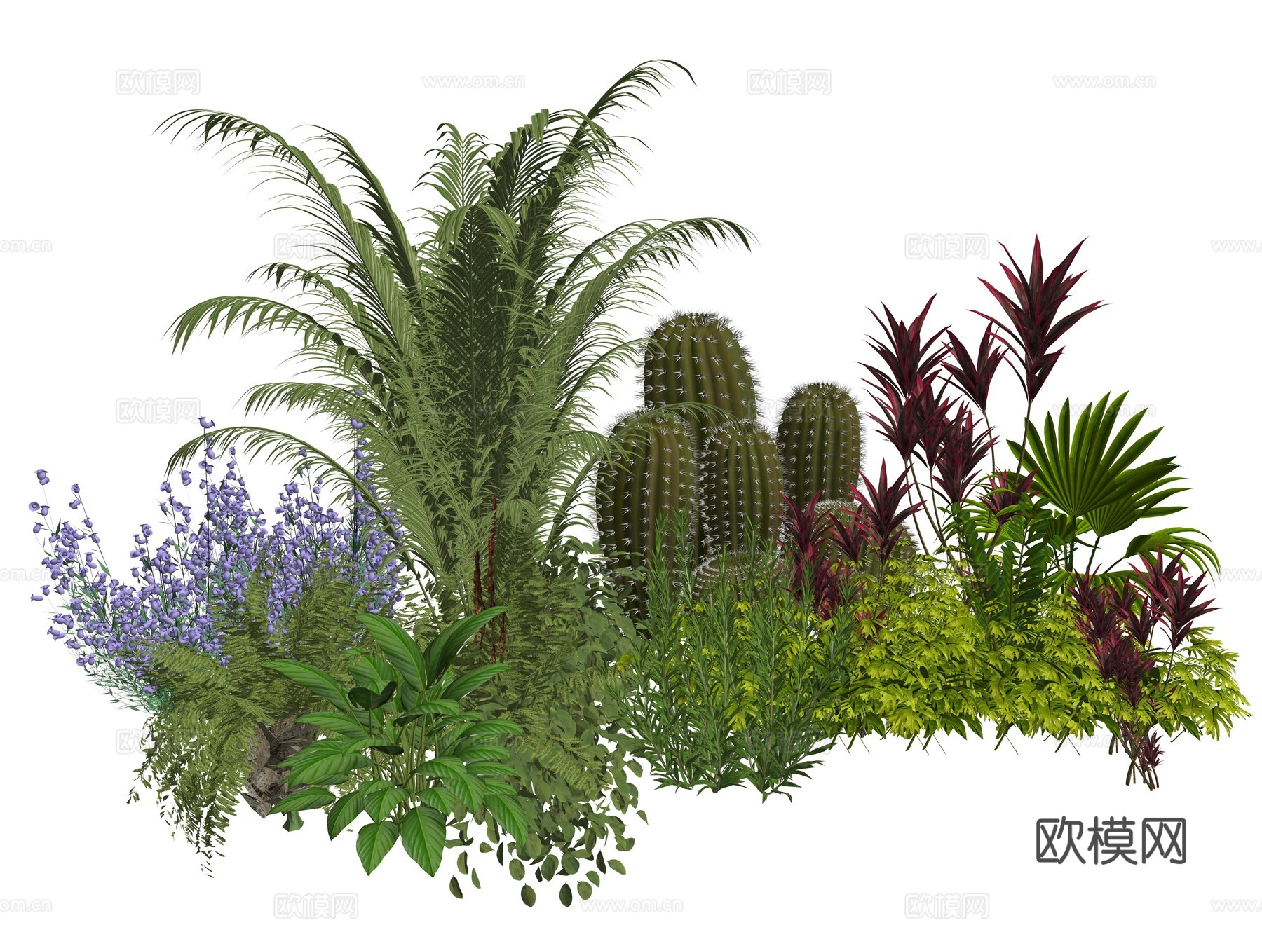 现代室内植物堆造景组合su模型