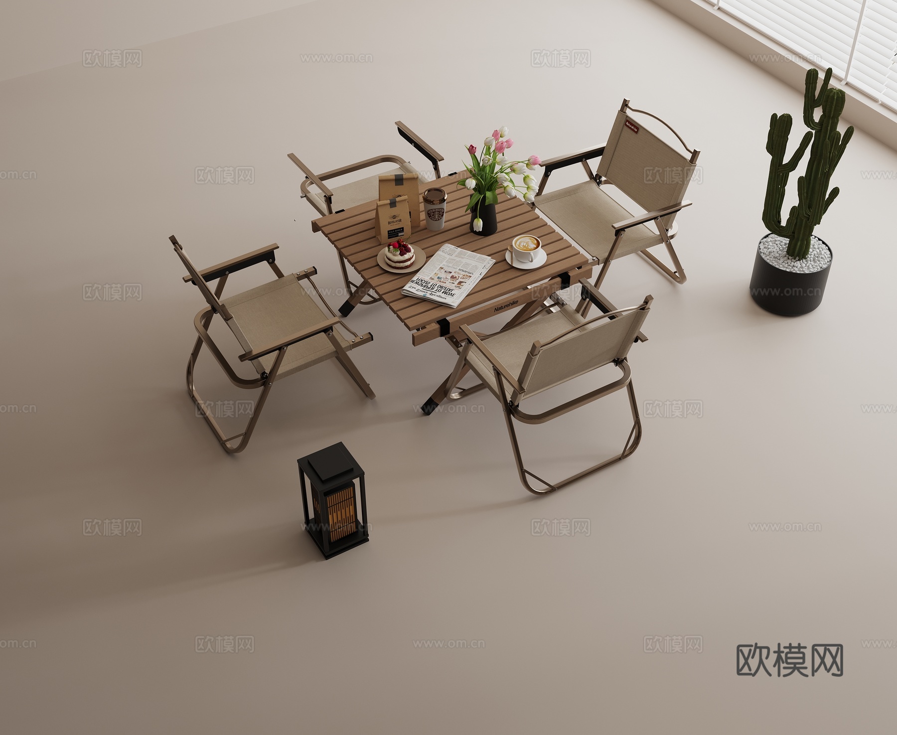 现代户外桌椅组合 露营桌椅组合 折叠桌椅组合 咖啡桌 折叠椅su模型