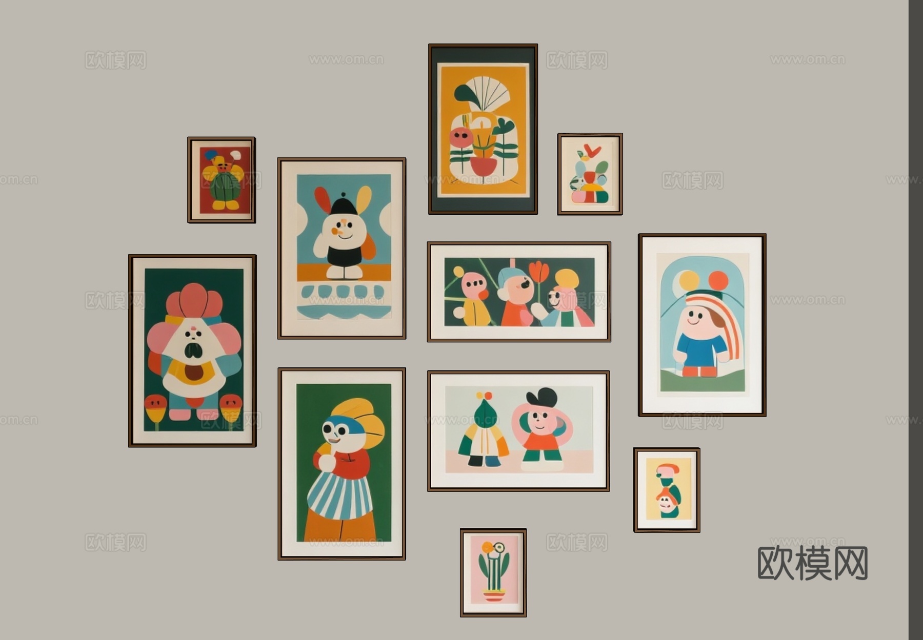 儿童挂画 卡通画 卡通装饰画 简约装饰画 艺术装饰画 抽象装su模型