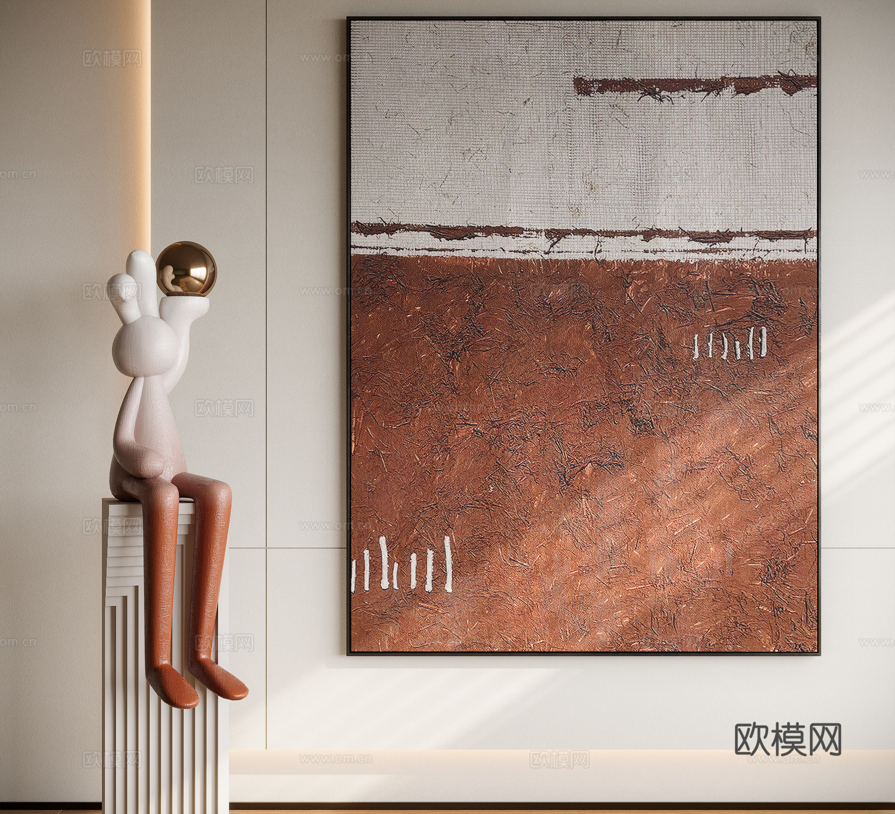 现代中古风装饰画su模型