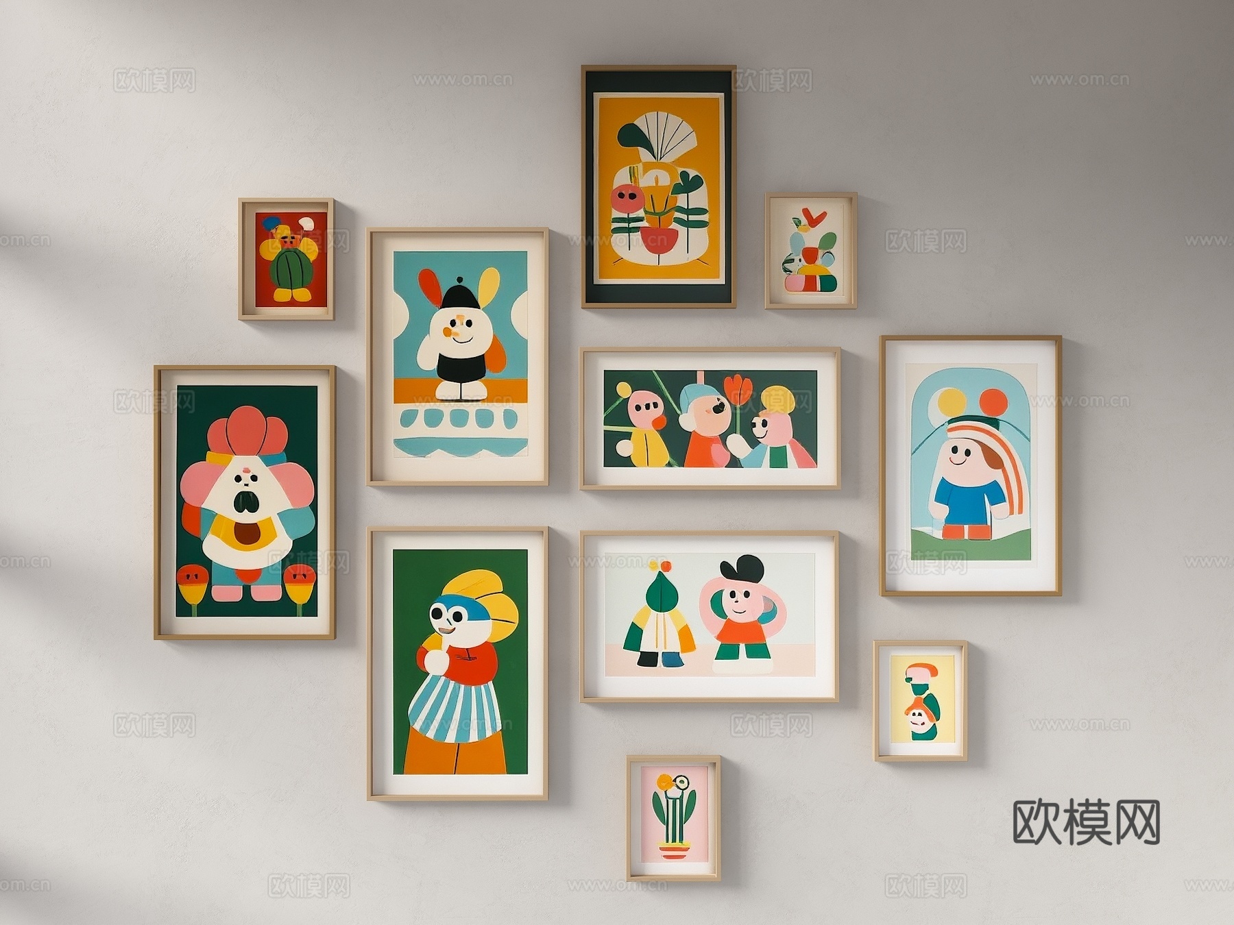 儿童挂画 卡通画 卡通装饰画 简约装饰画 艺术装饰画 抽象装su模型