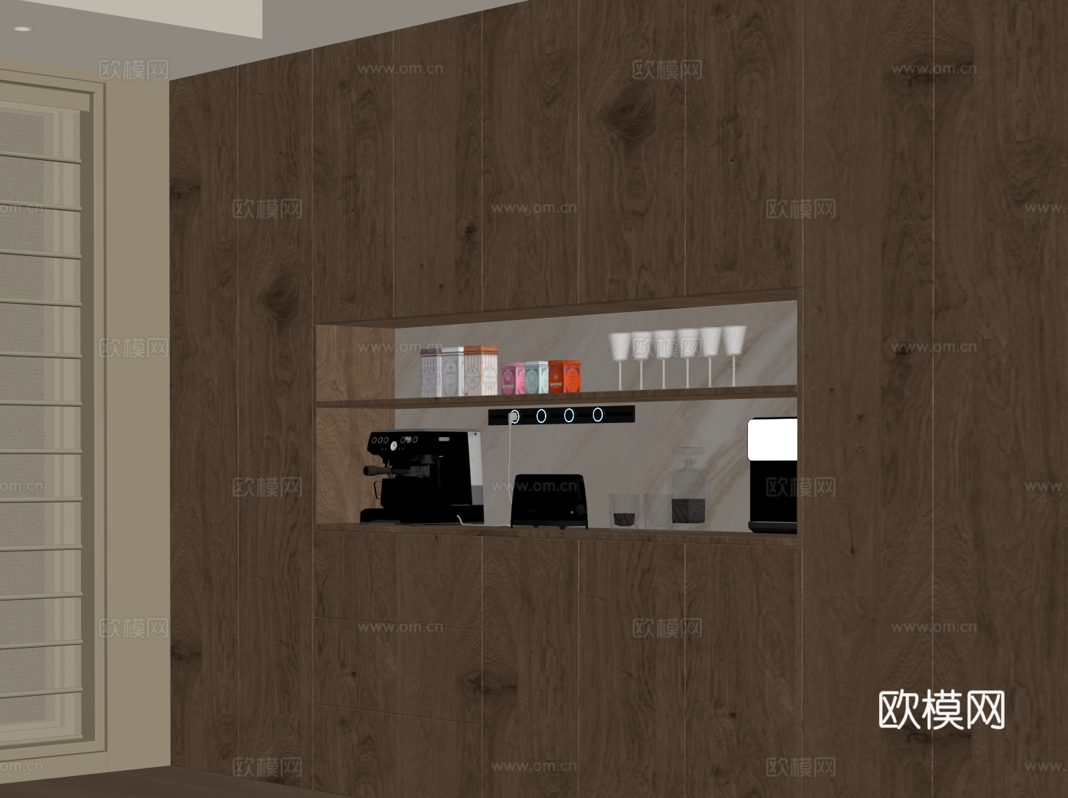 中古风餐边柜 橱柜su模型