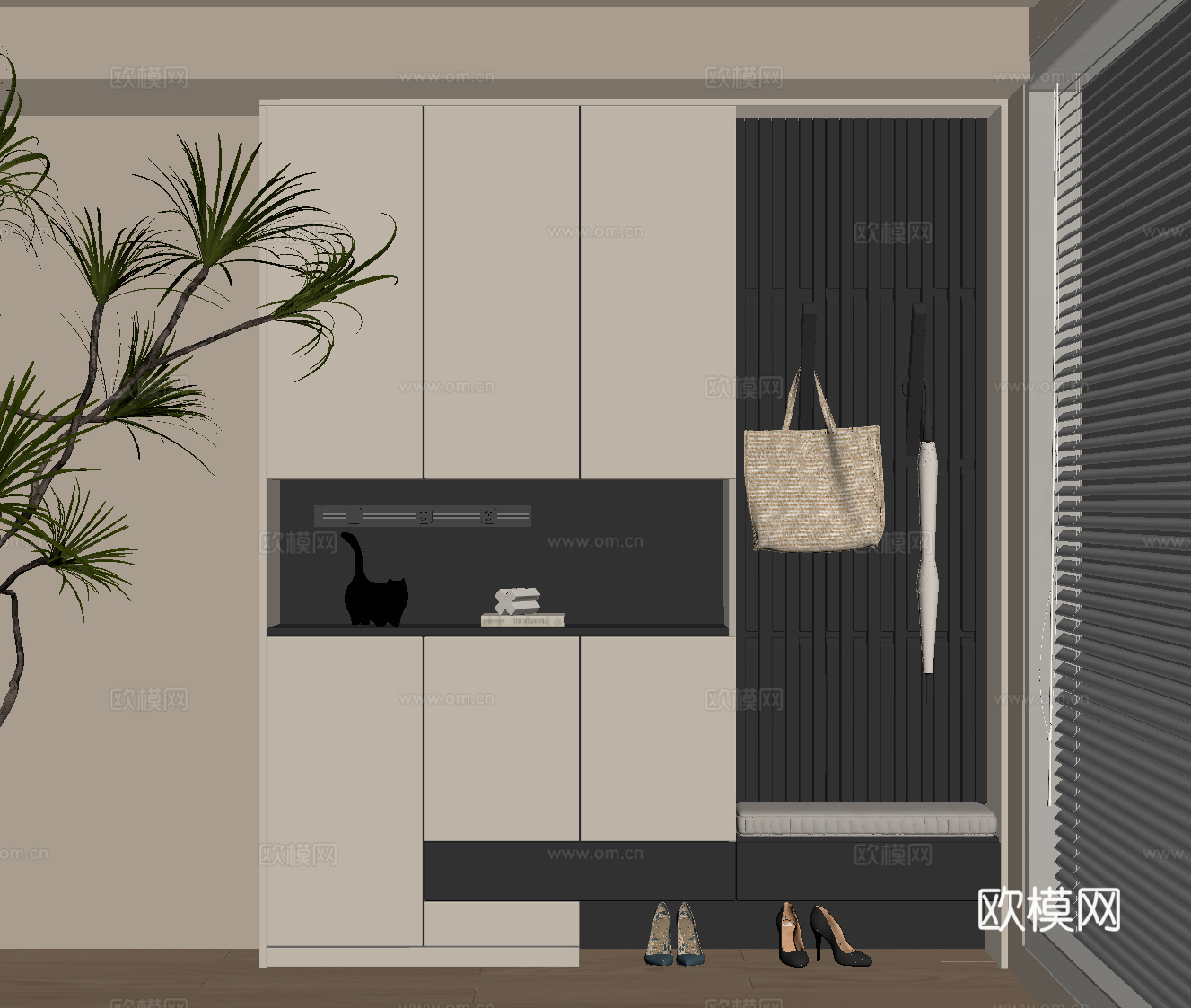 现代鞋柜 玄关鞋柜 玄关柜su模型