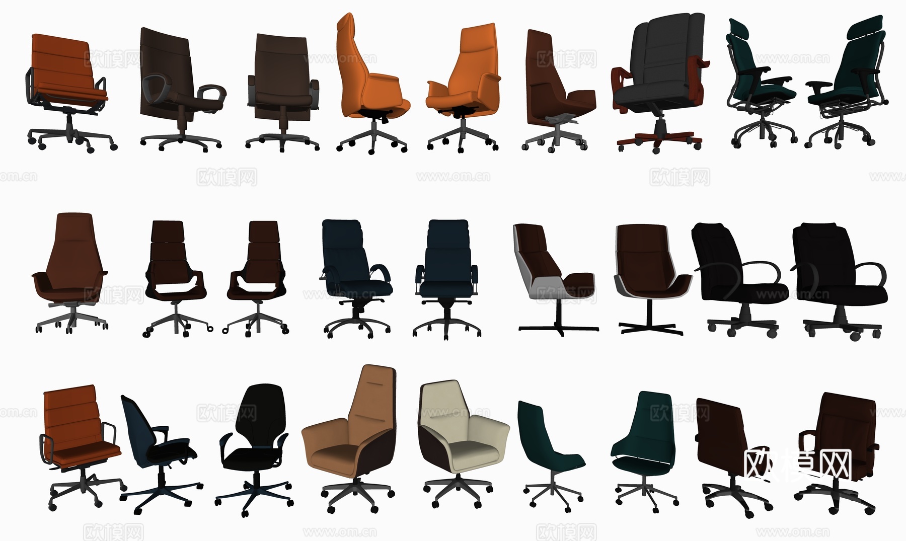 现代办公椅组合su模型