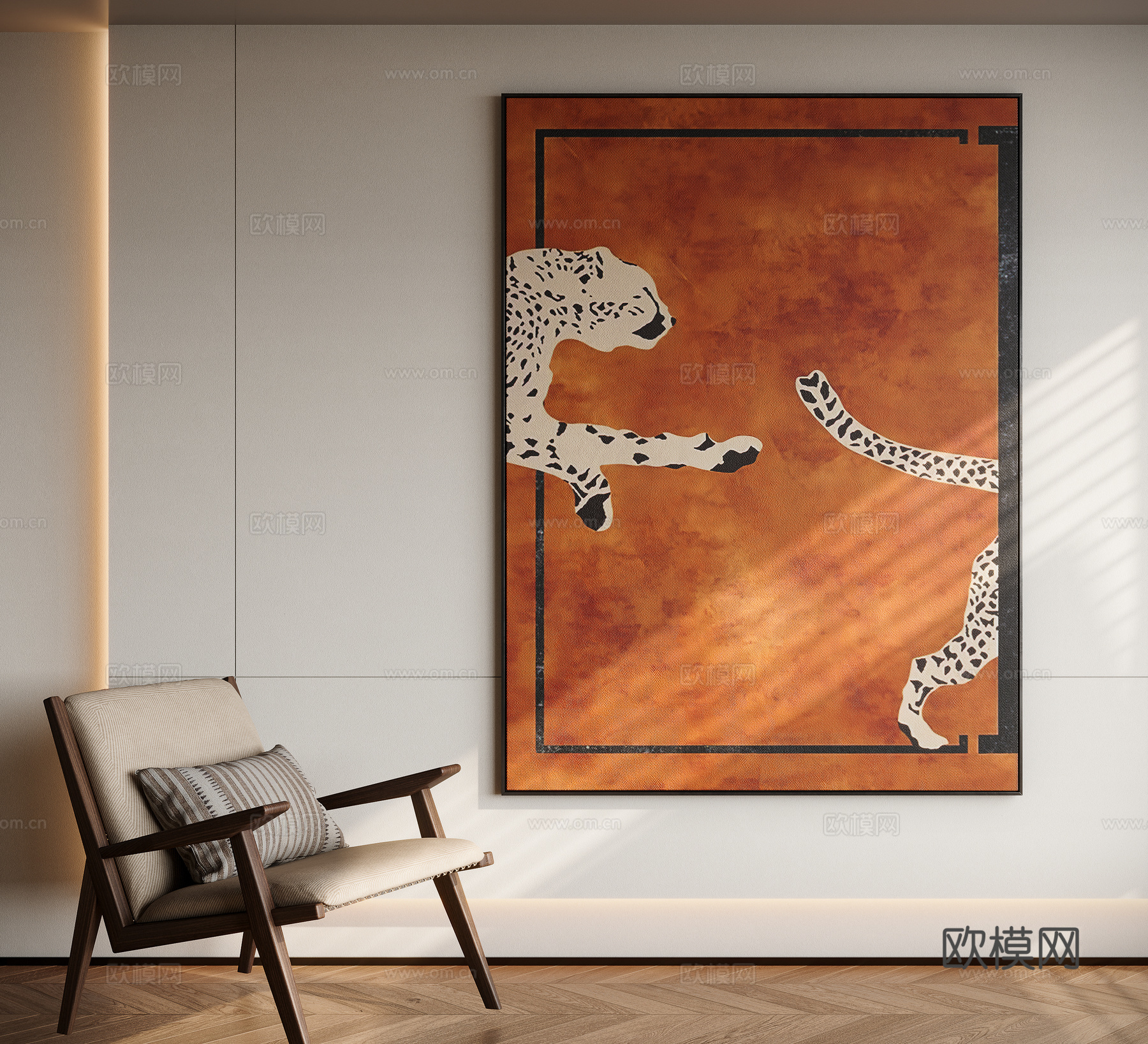 现代中古风装饰画su模型