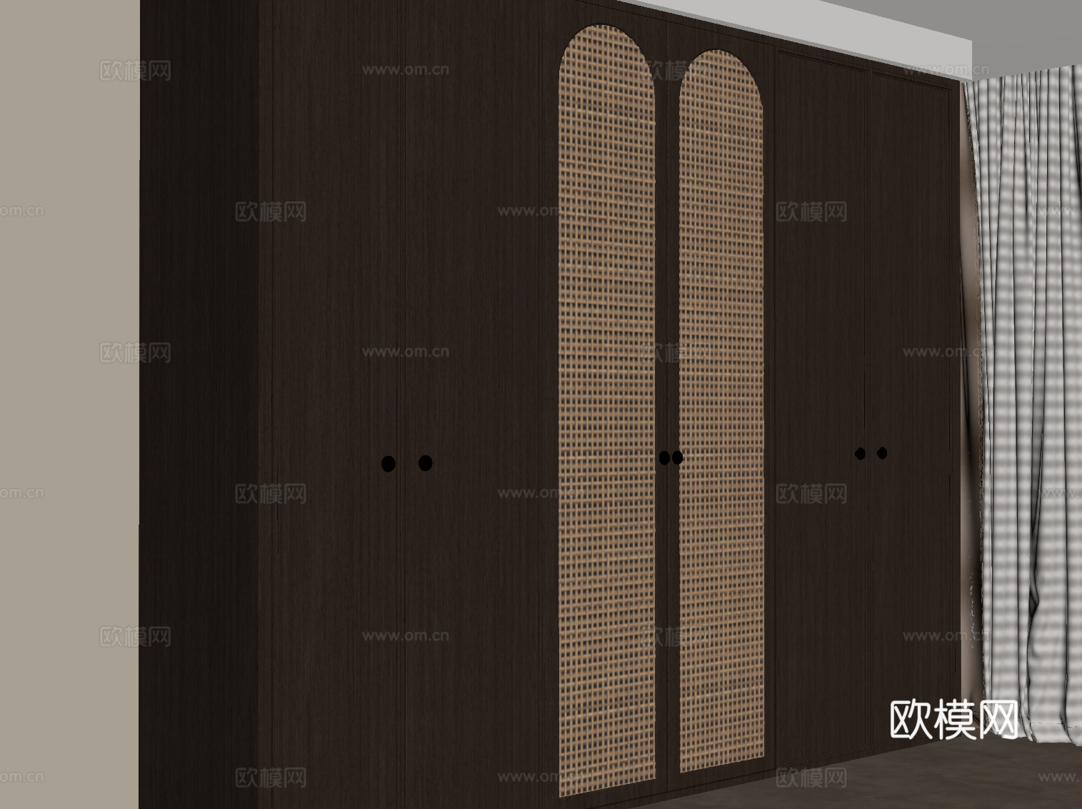 新中式衣柜su模型
