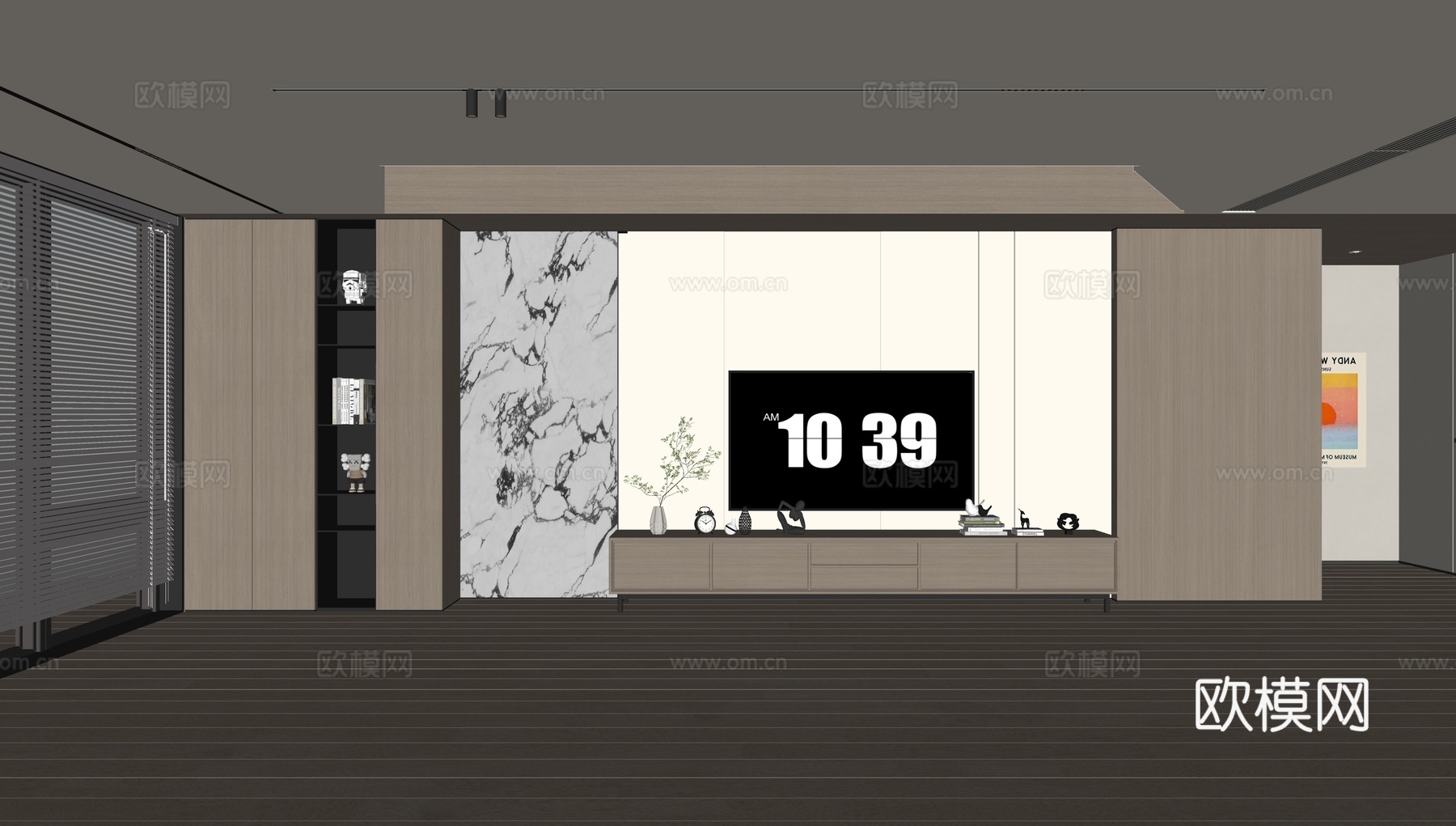 现代客厅 奶油客厅 电视背景墙 客厅背景 电视柜su模型
