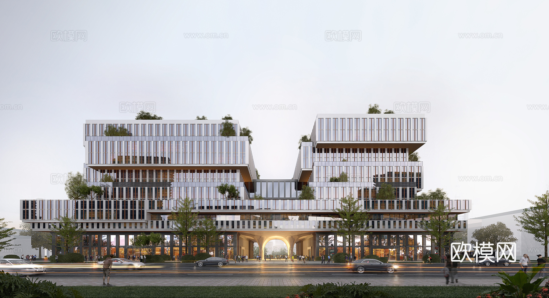 现代 办公楼 建筑立面 多层办公楼3D模型3d模型下载