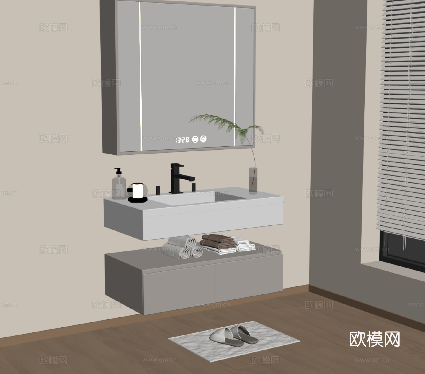 现代简约浴室柜 洗手台su模型