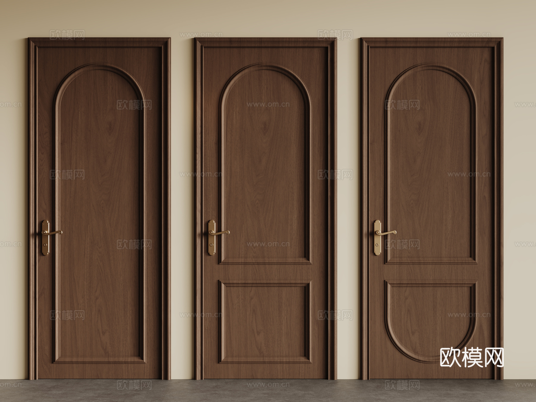 法式复古单开门 长虹玻璃门 防盗门 平开门 拱形门su模型