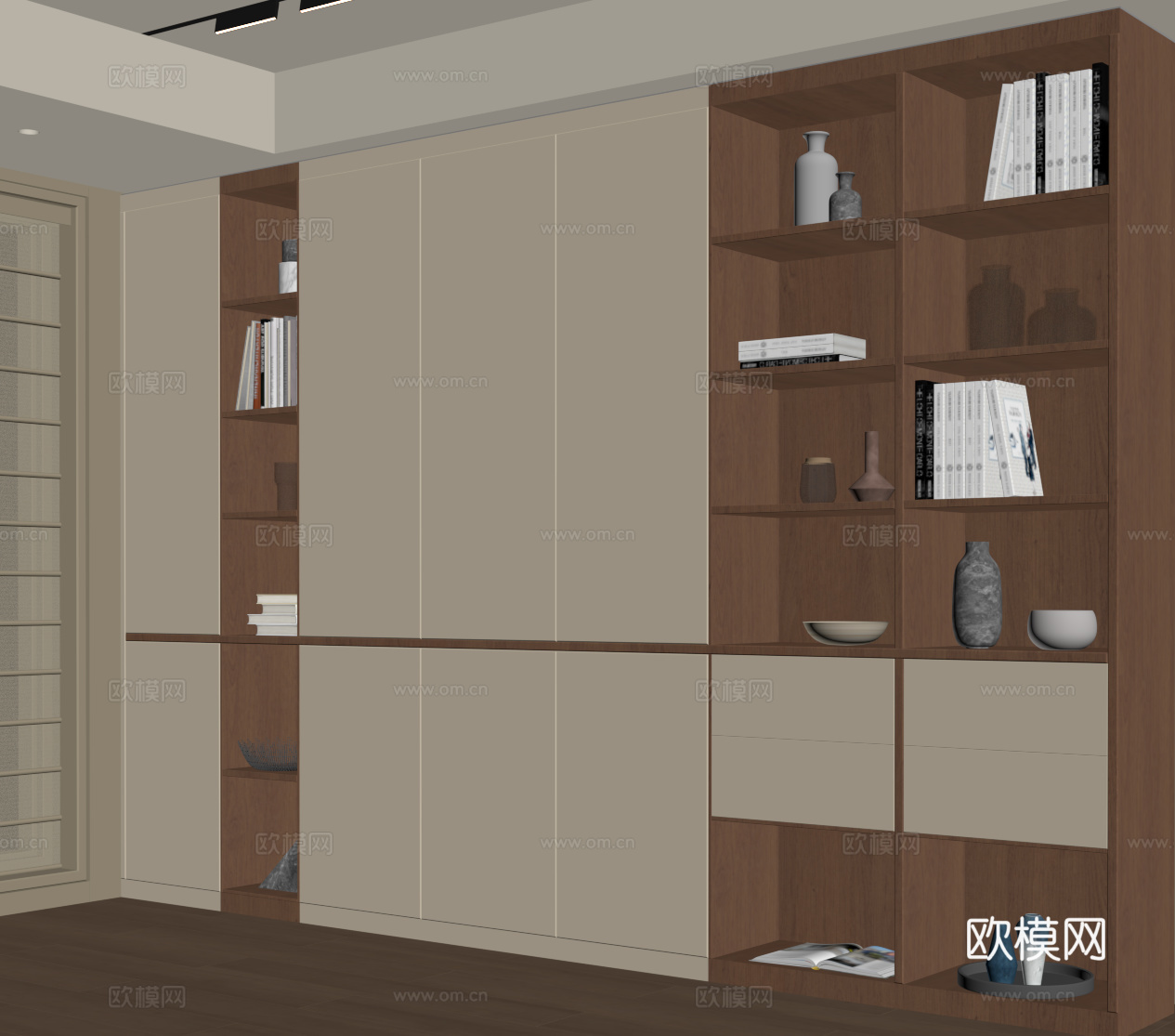 中古风书柜su模型