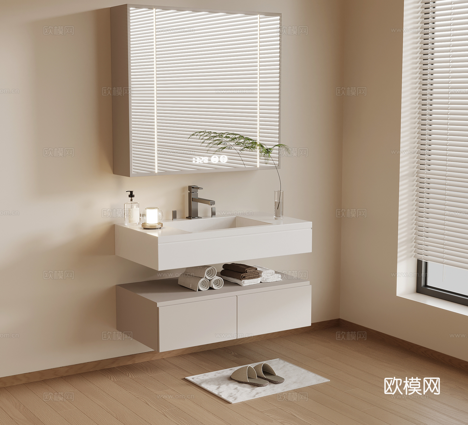 现代简约浴室柜 洗手台su模型