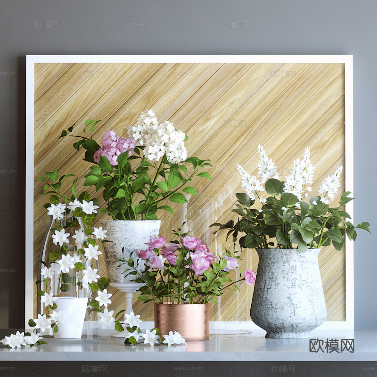 鲜花 花盆装饰摆件 盆栽绿植 装饰板3d模型下载