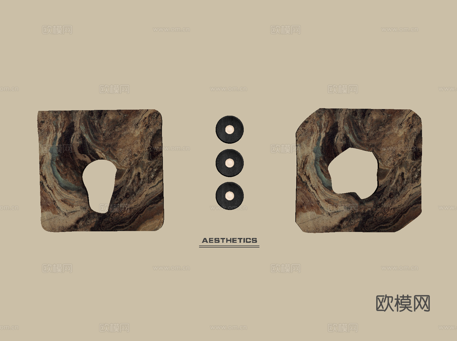 现代中古风挂件 大理石墙饰su模型