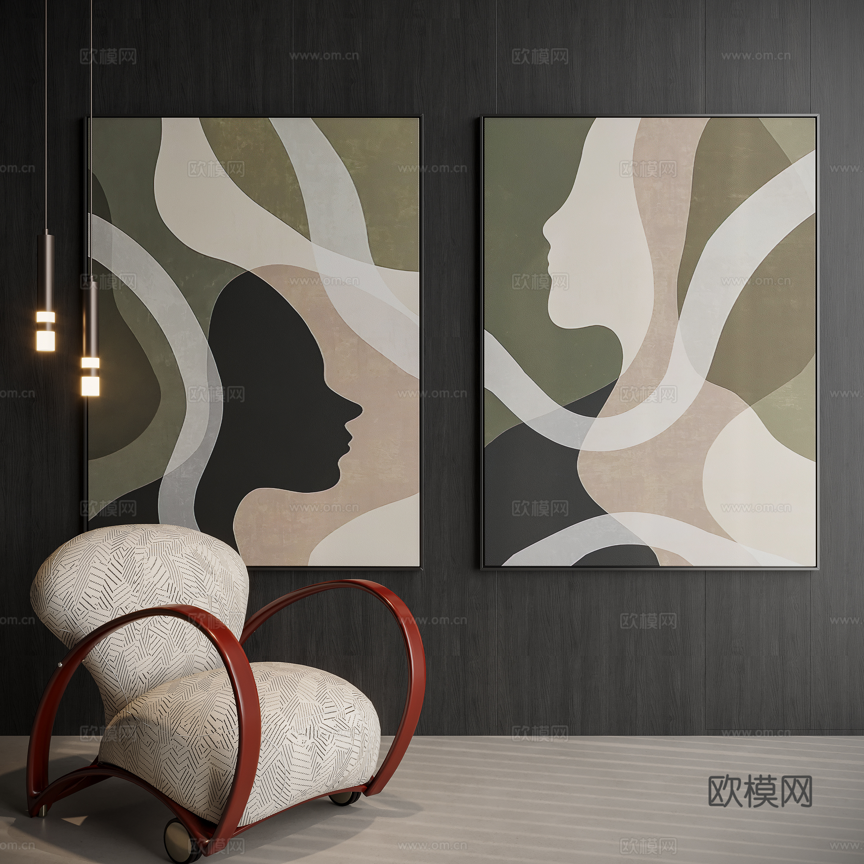 现代极简装饰挂画su模型