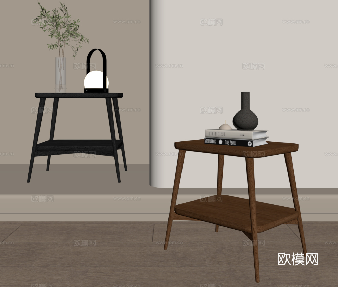 现代中古边几 法式复古边几su模型