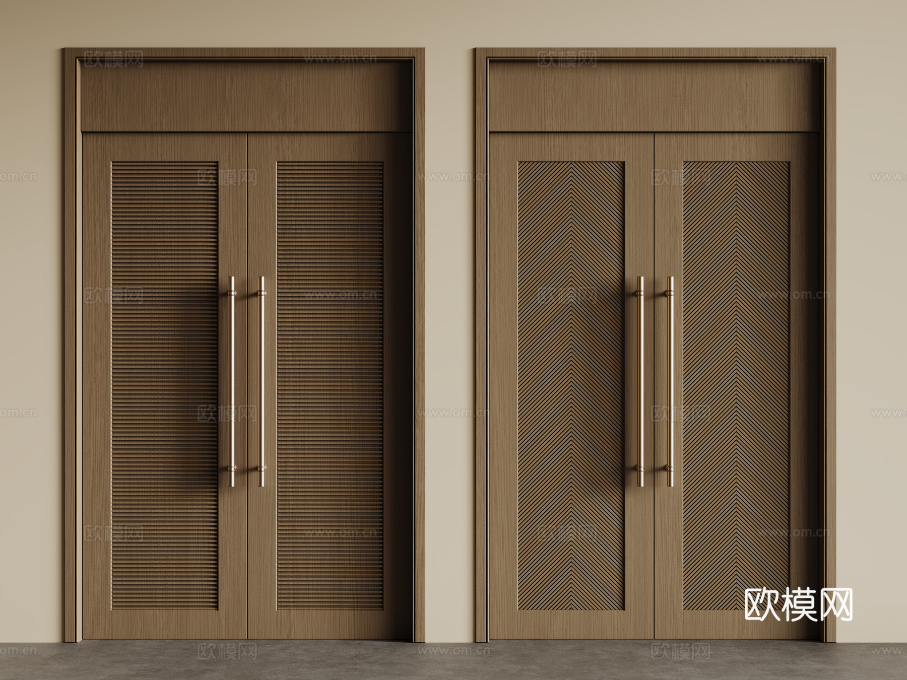 现代双开门 包间门 别墅门 防盗门 平开木门su模型