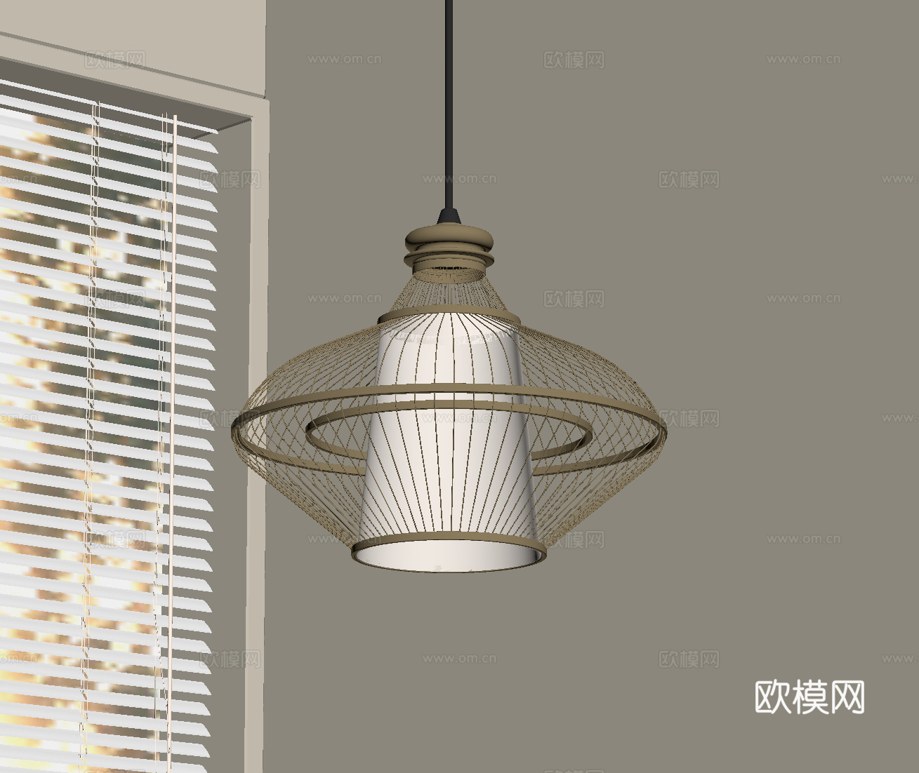 侘寂中古吊灯 书房吊灯su模型
