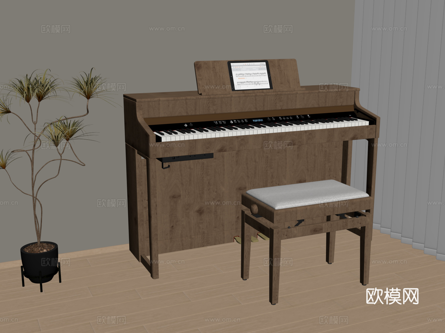 中古风钢琴 乐器su模型