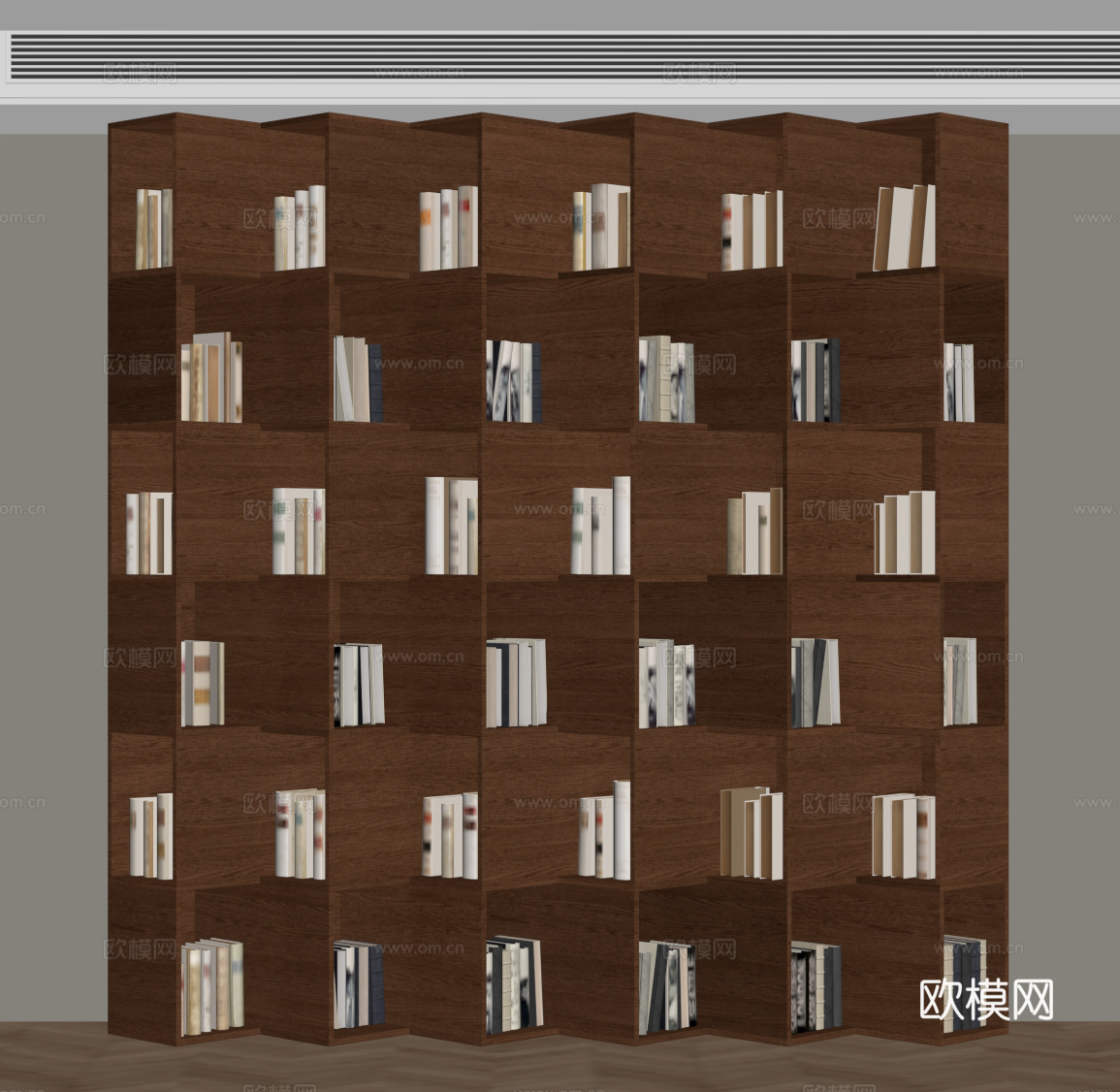 现代中古书柜 书架su模型
