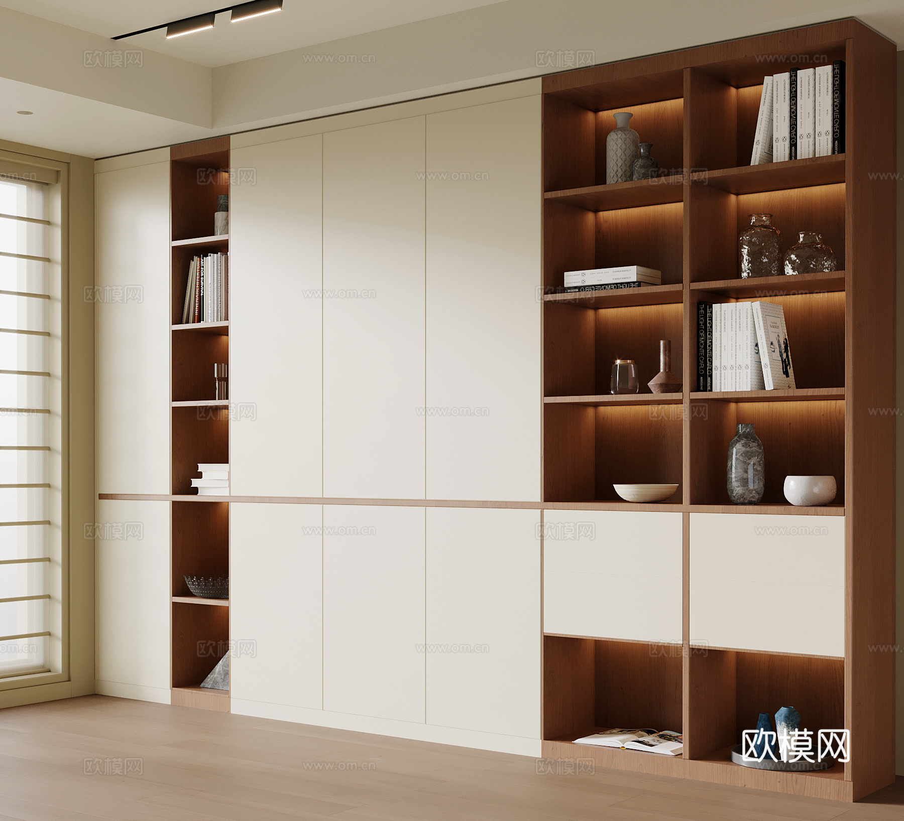 中古风书柜su模型