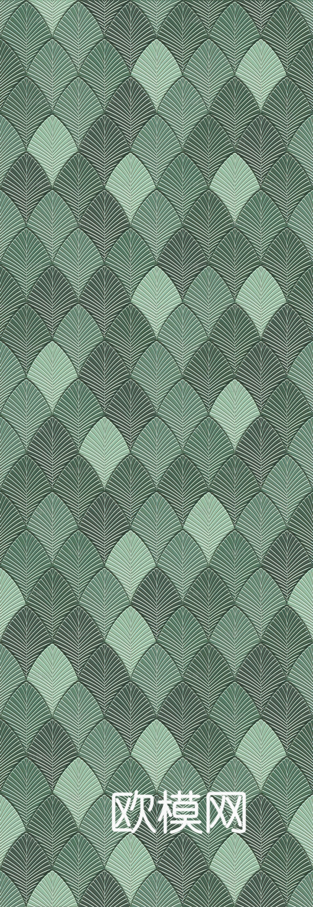 复古无缝鱼鳞纹绿色扇形砖贴图