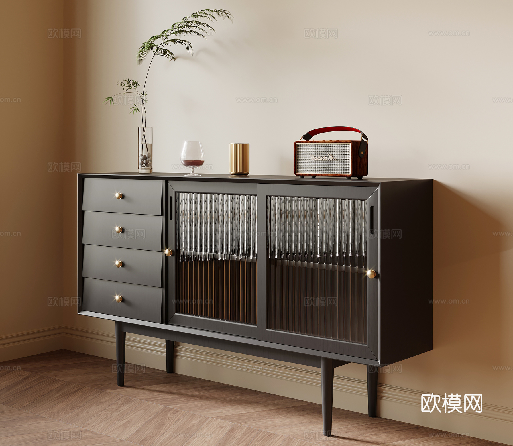 法式玄关柜 边柜su模型