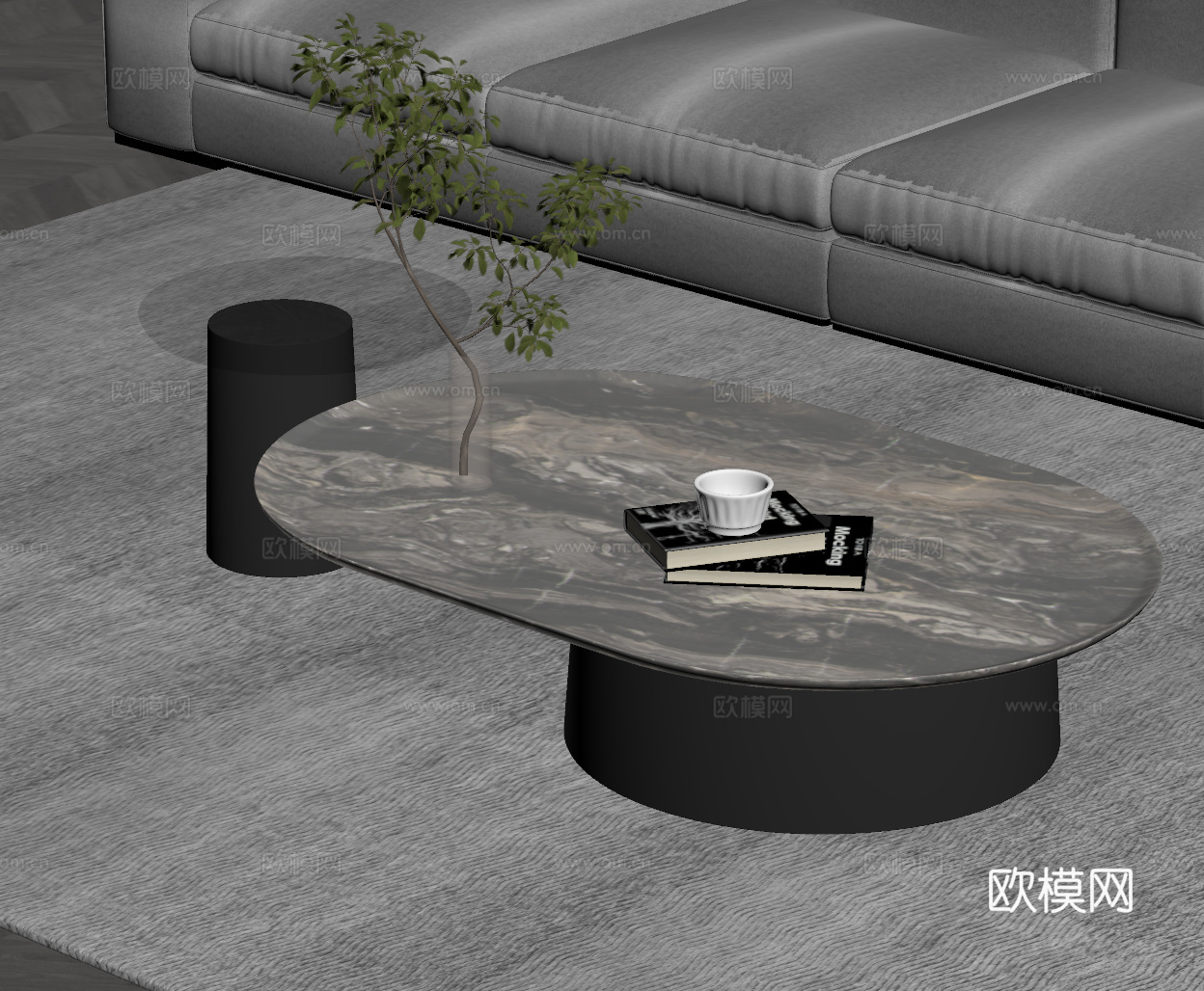 现代意式茶几su模型