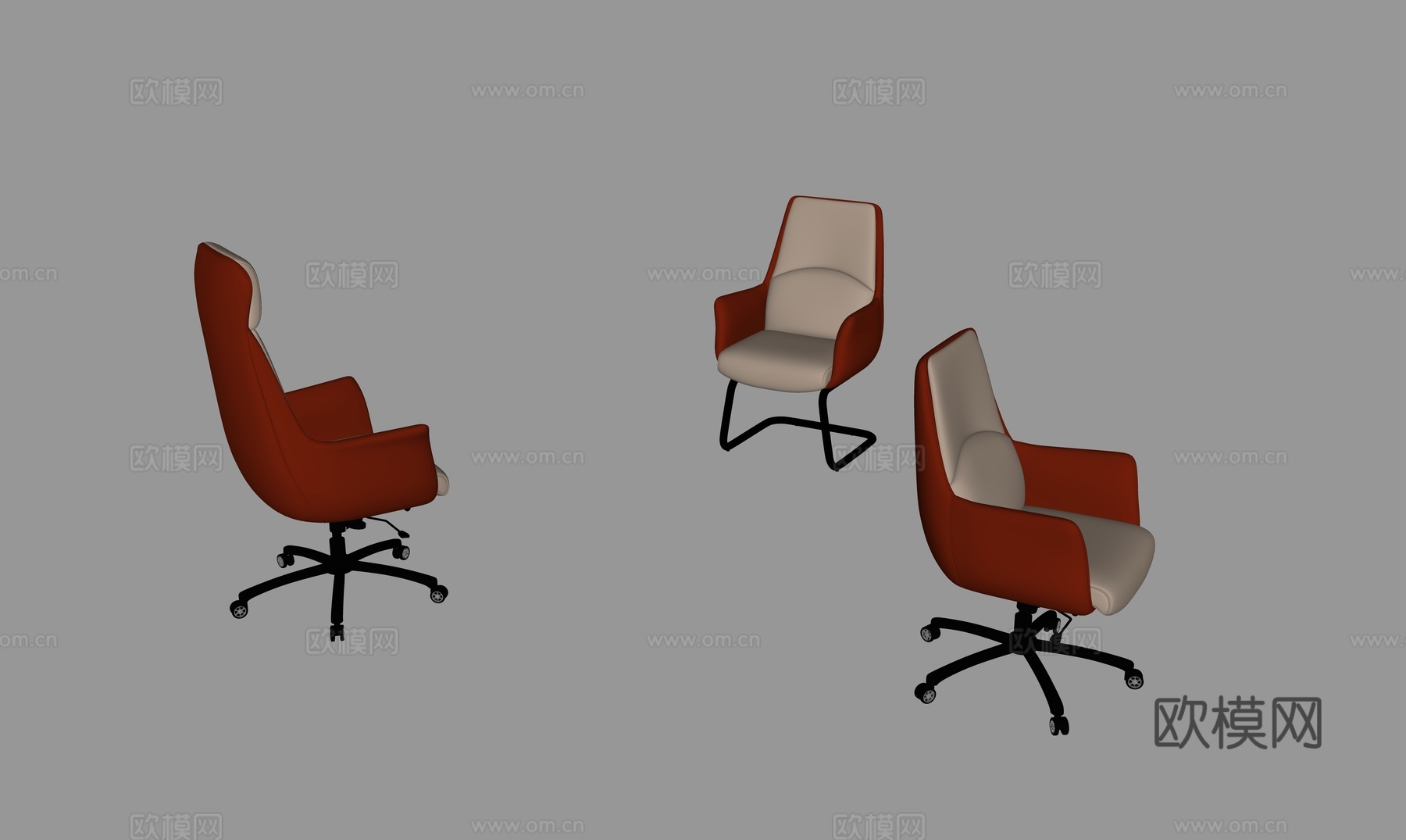 现代办公椅组合su模型
