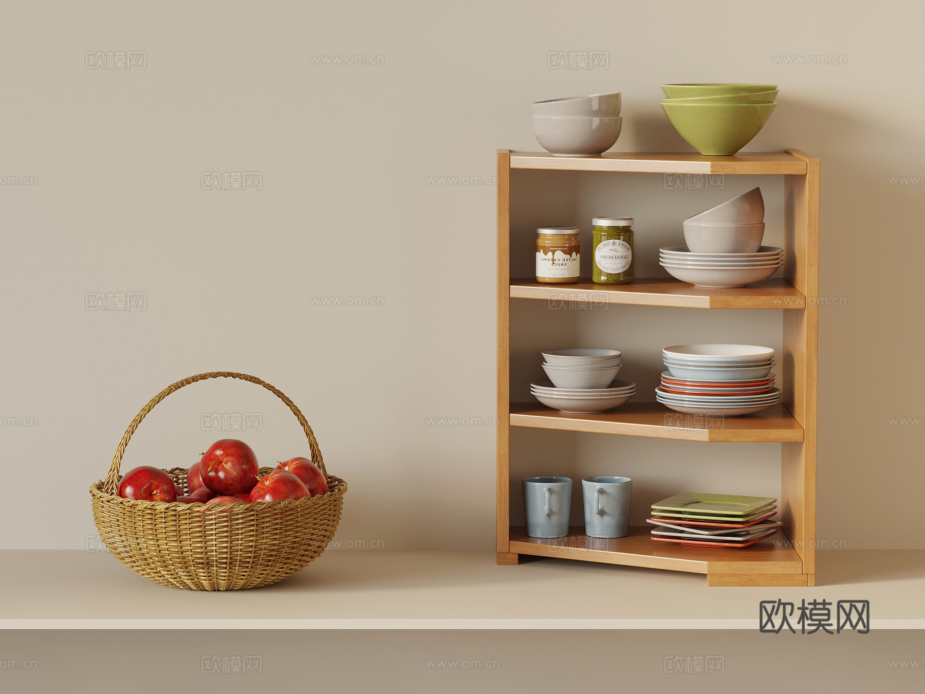 现代厨房器具 置物架 碗盘架3d模型