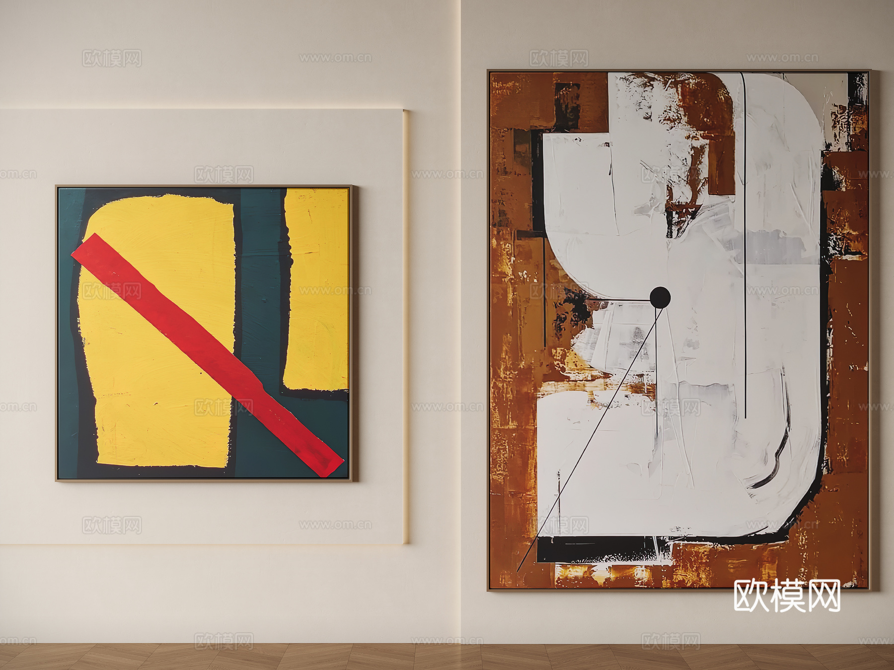 现代中古装饰挂画su模型