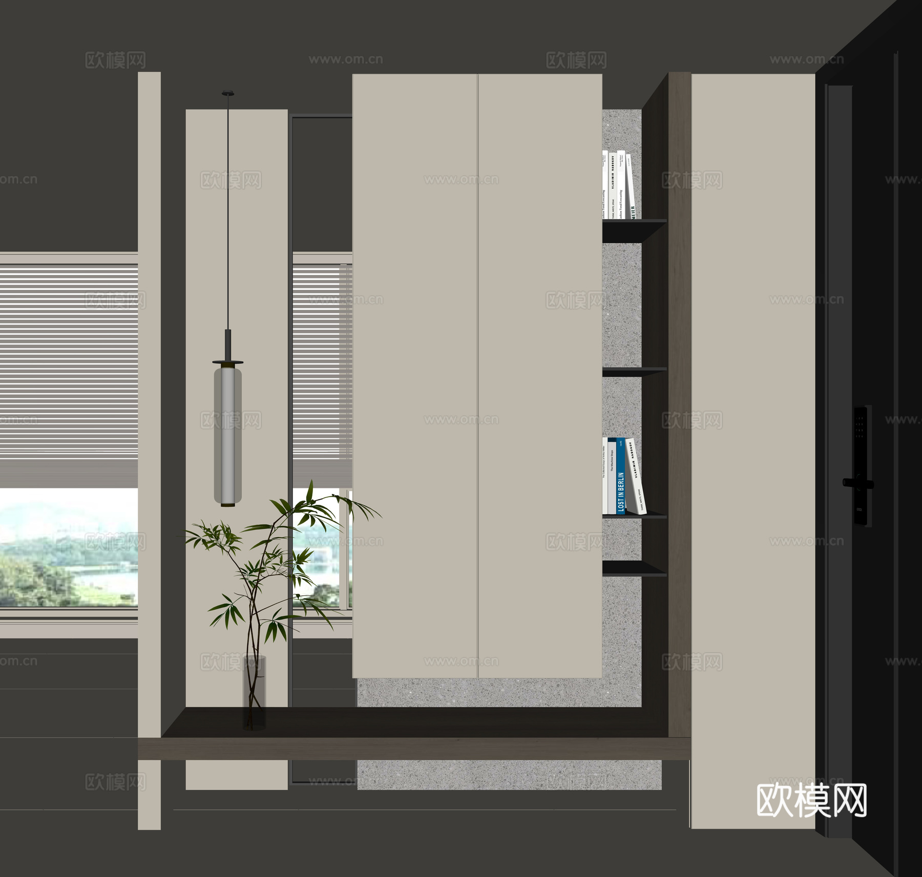 现代入户鞋柜su模型