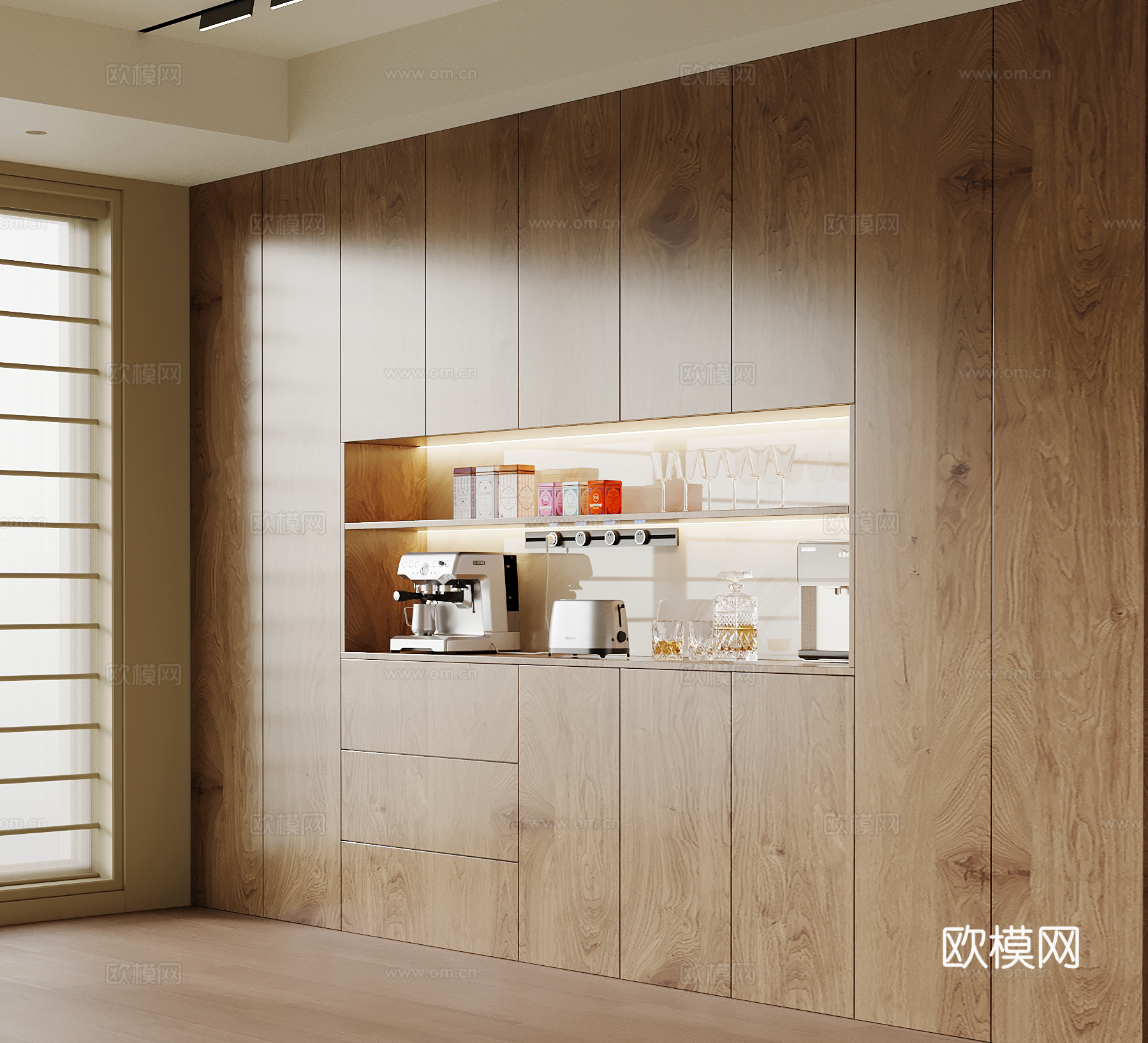 中古风餐边柜 橱柜su模型