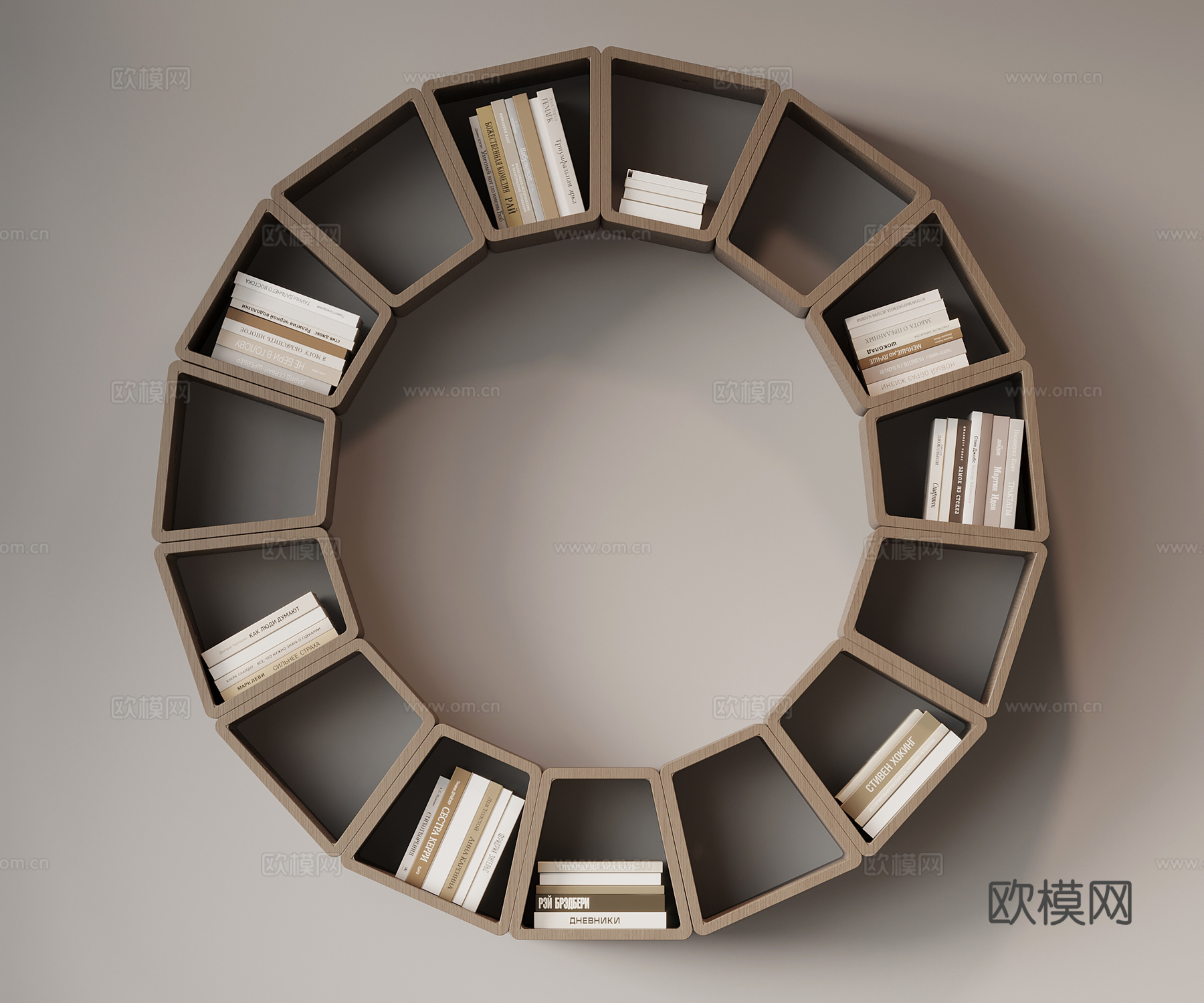 现代意式书架 圆形书架su模型