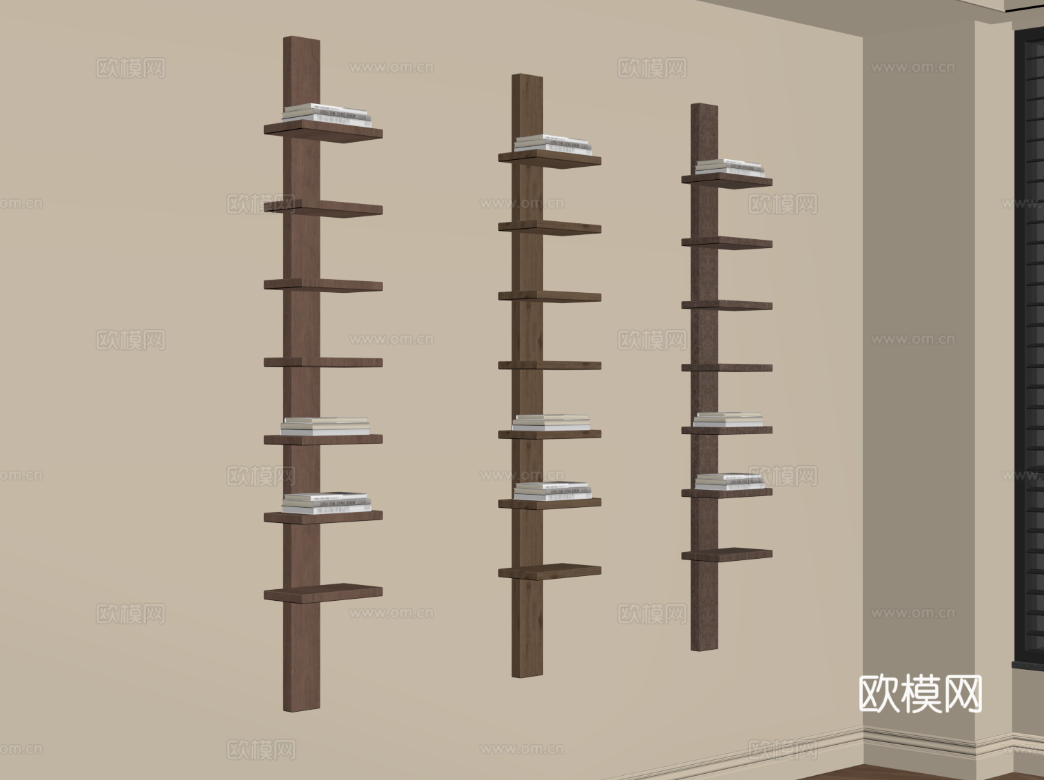 现代中古风书架su模型