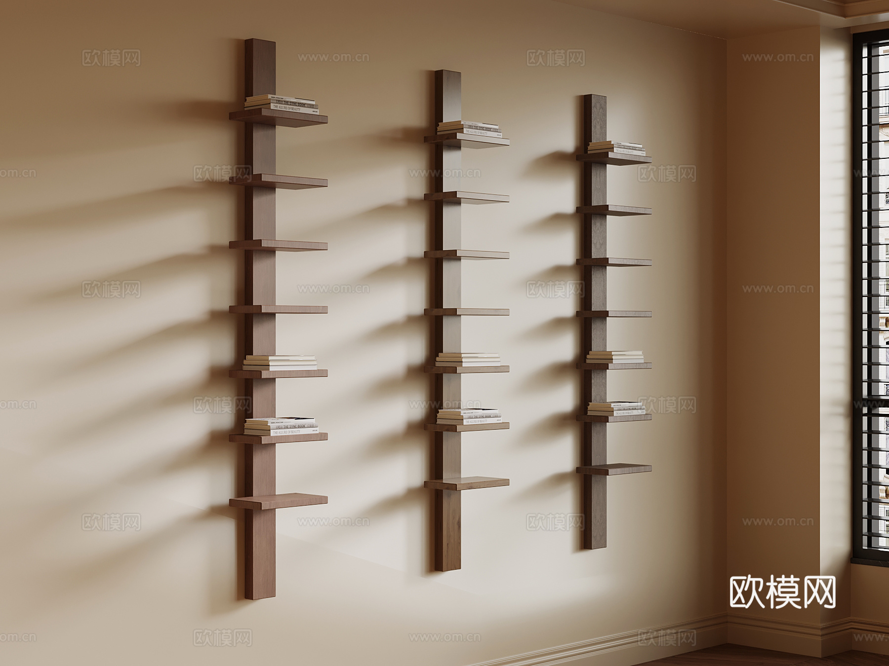 现代中古风书架su模型