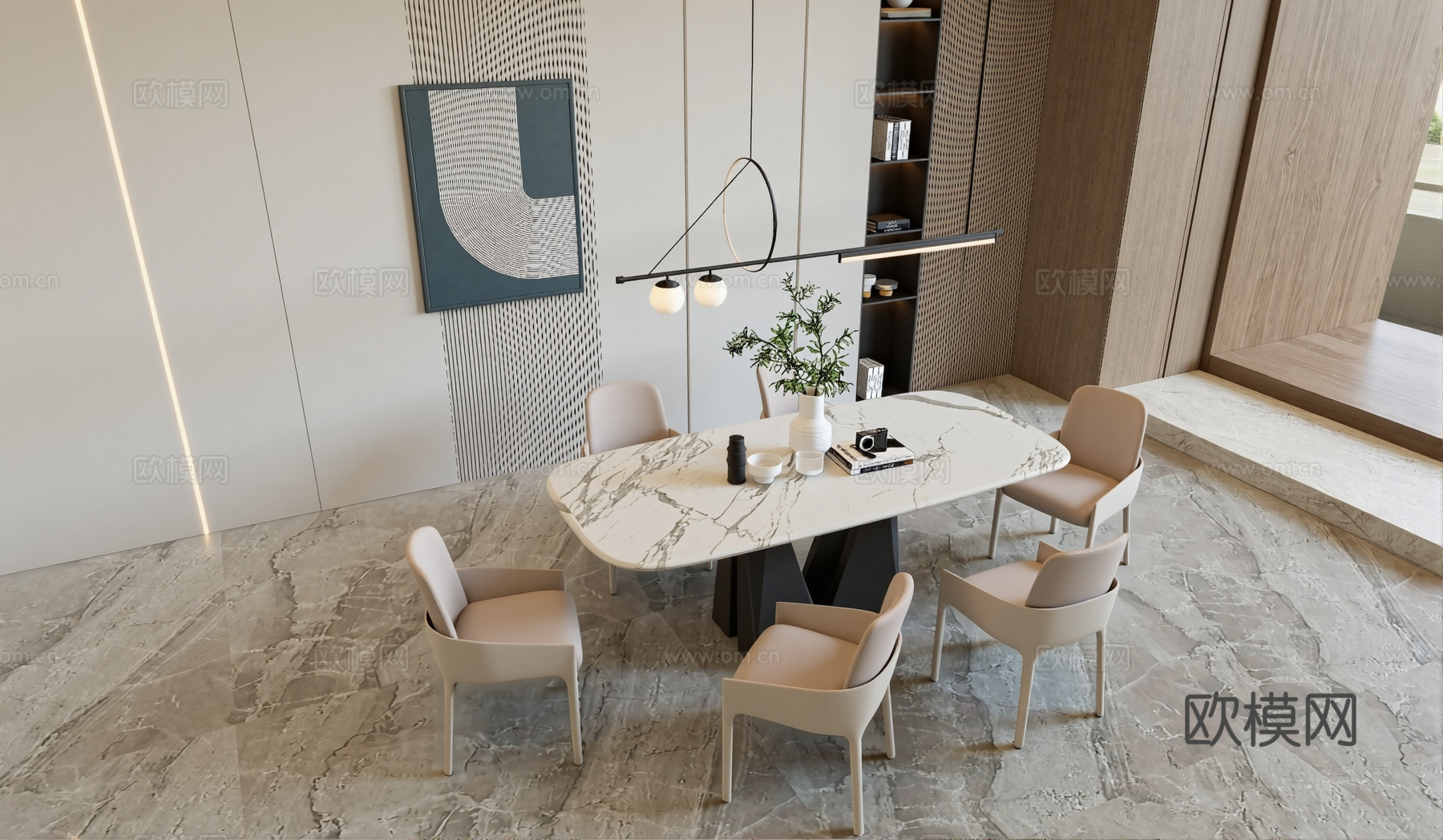 现代风格餐厅su模型