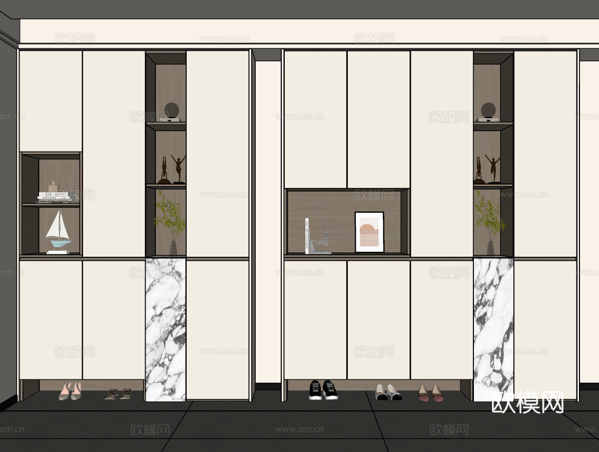 现代入户玄关鞋柜 玄关柜 装饰柜su模型
