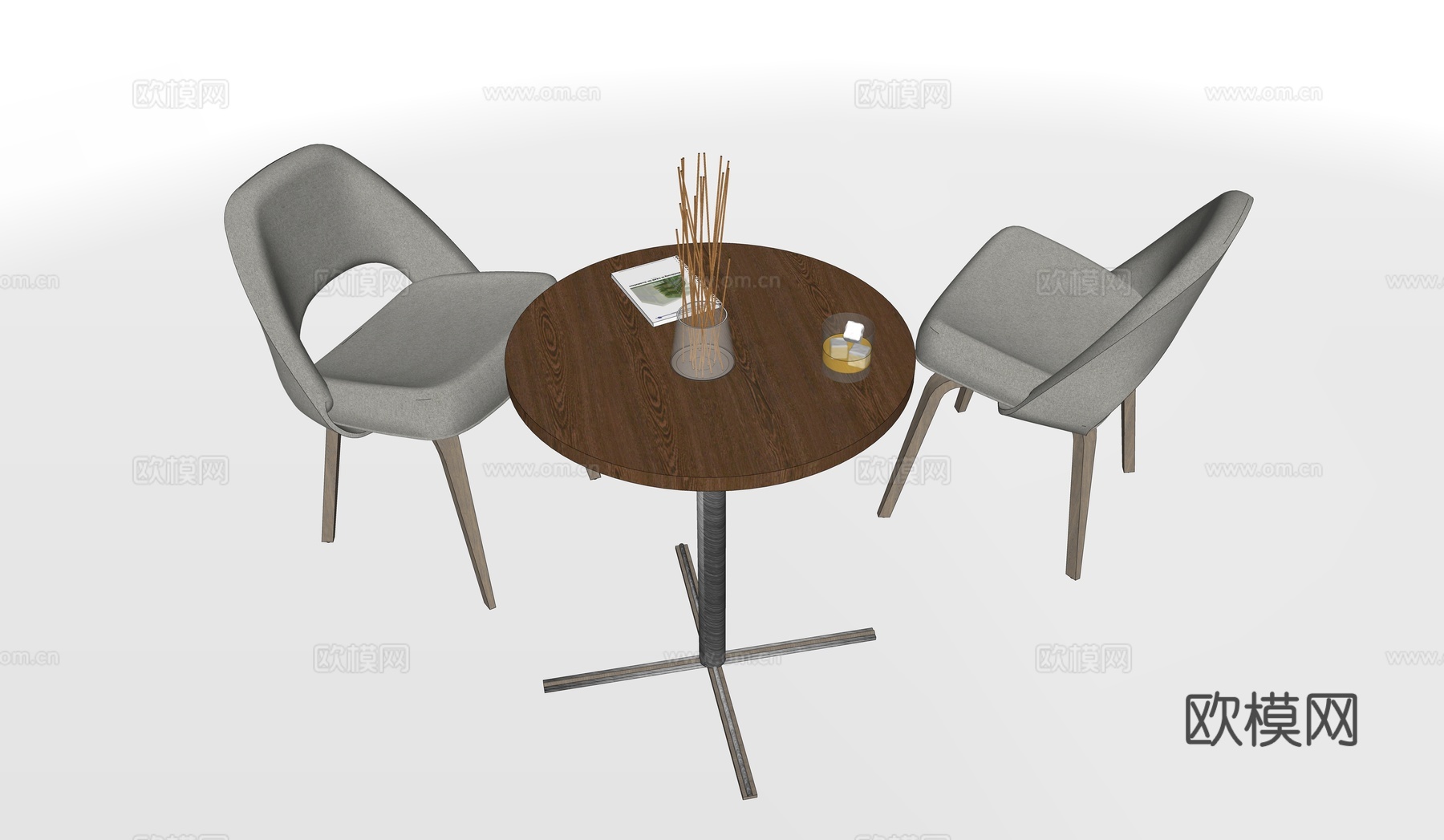 现代休闲圆形桌椅组合su模型