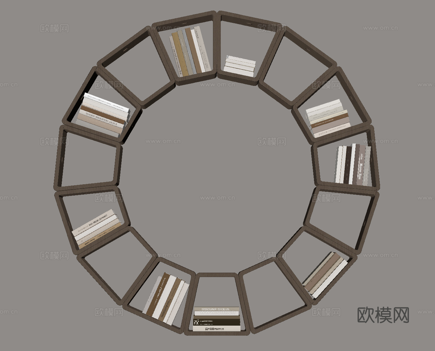 现代意式书架 圆形书架su模型