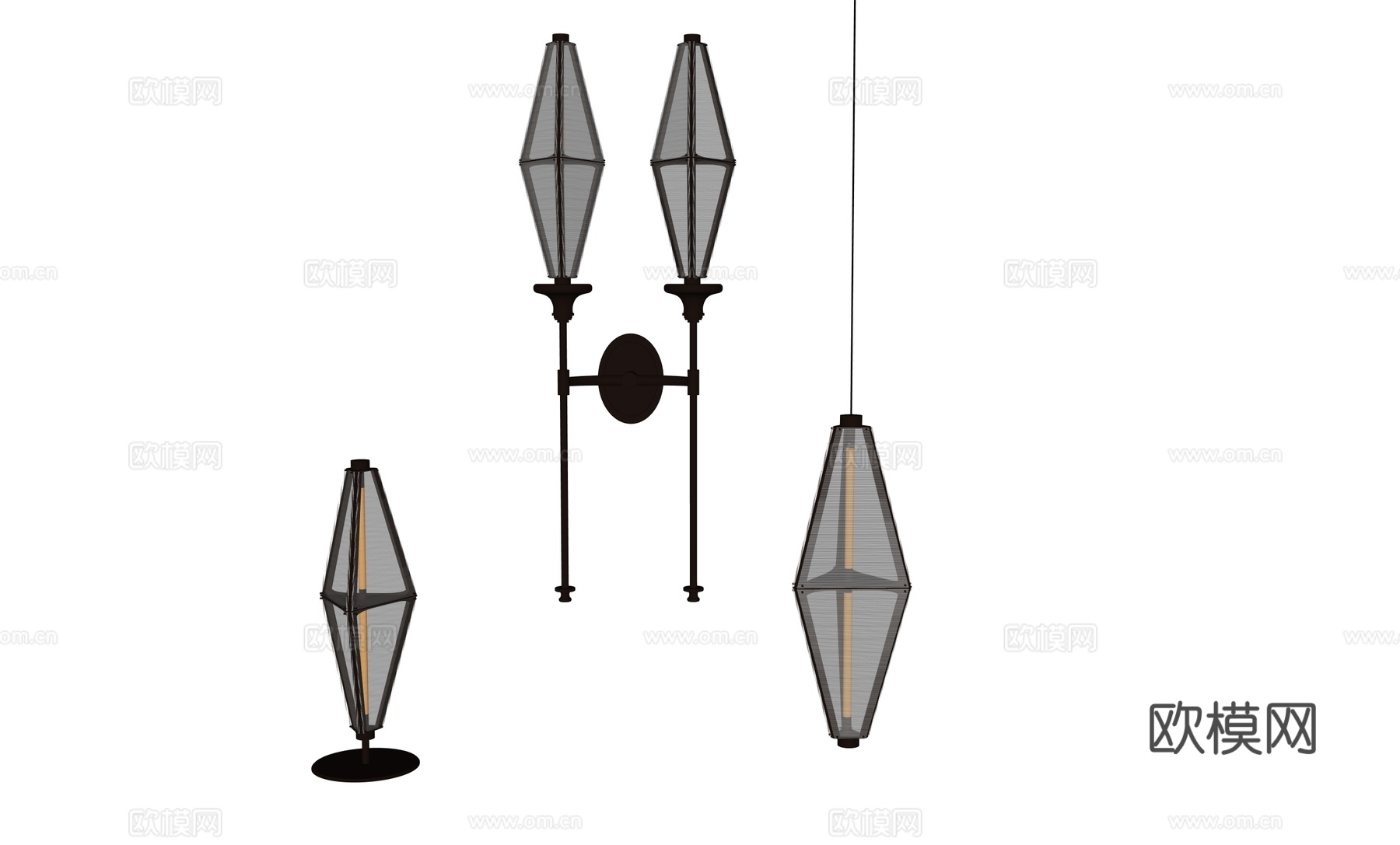 现代金属灯具吊灯壁灯台灯su模型