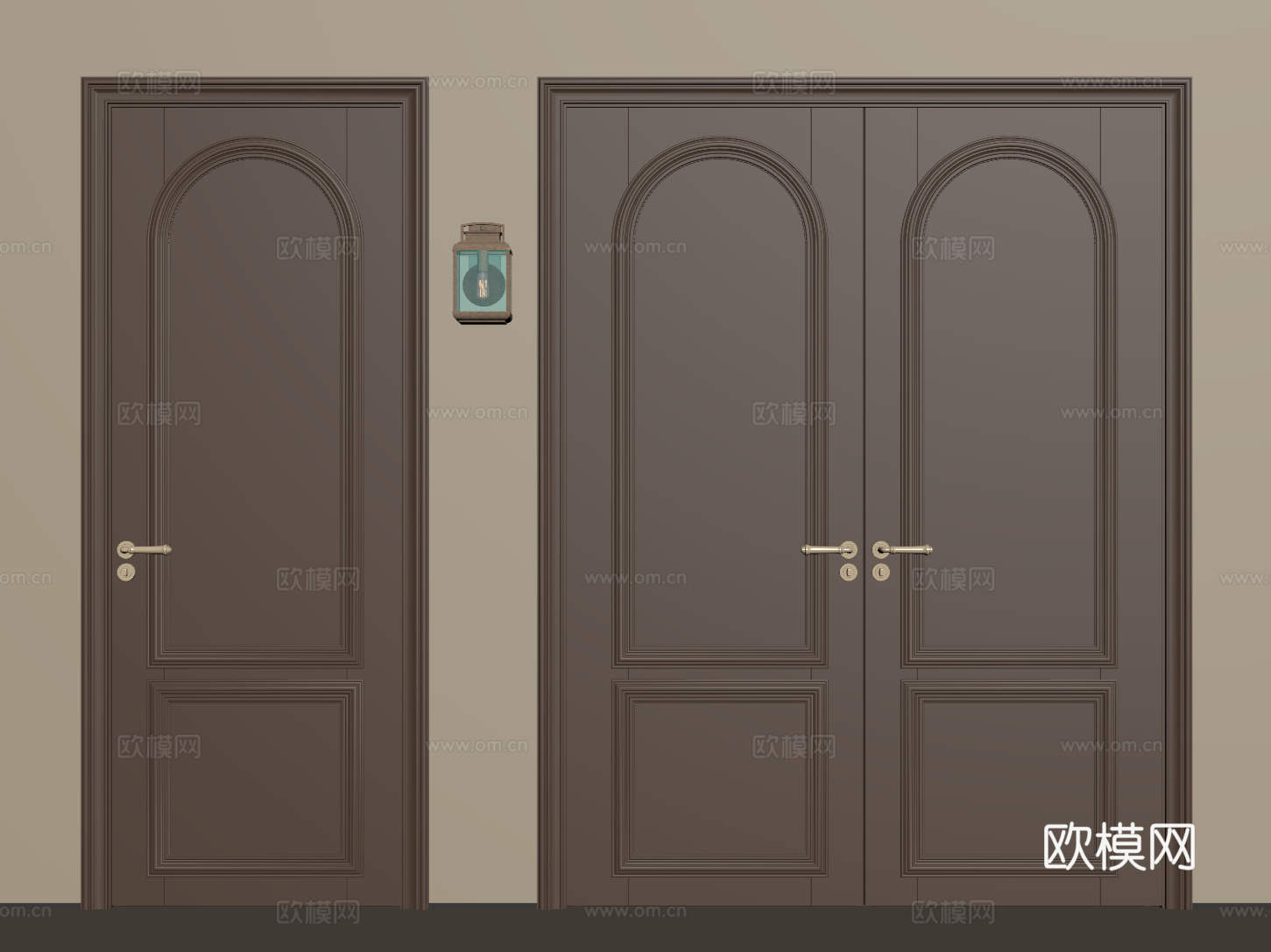 法式中古双开门 单开门 长虹玻璃门 防盗门 平开门su模型
