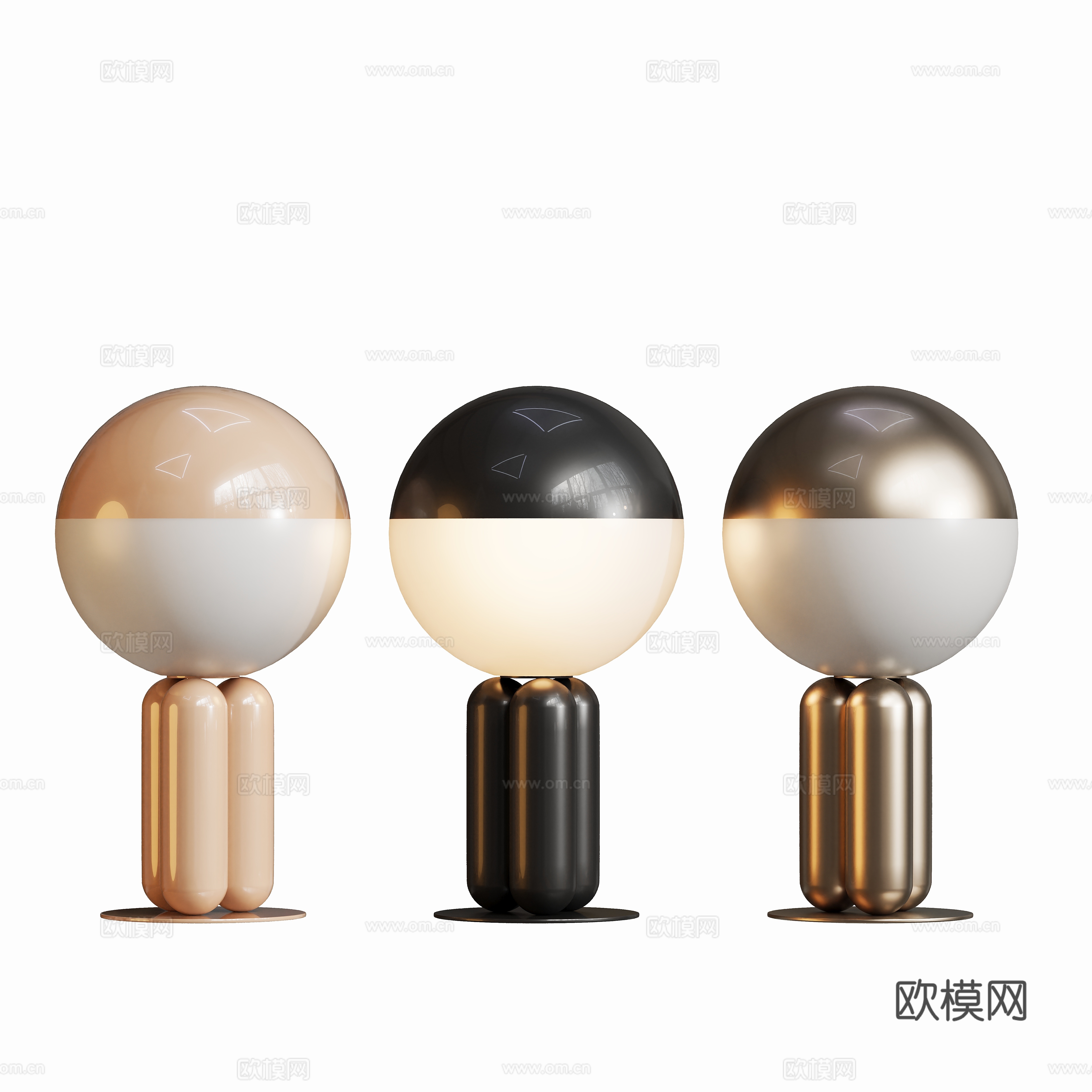 现代球形台灯灯具su模型