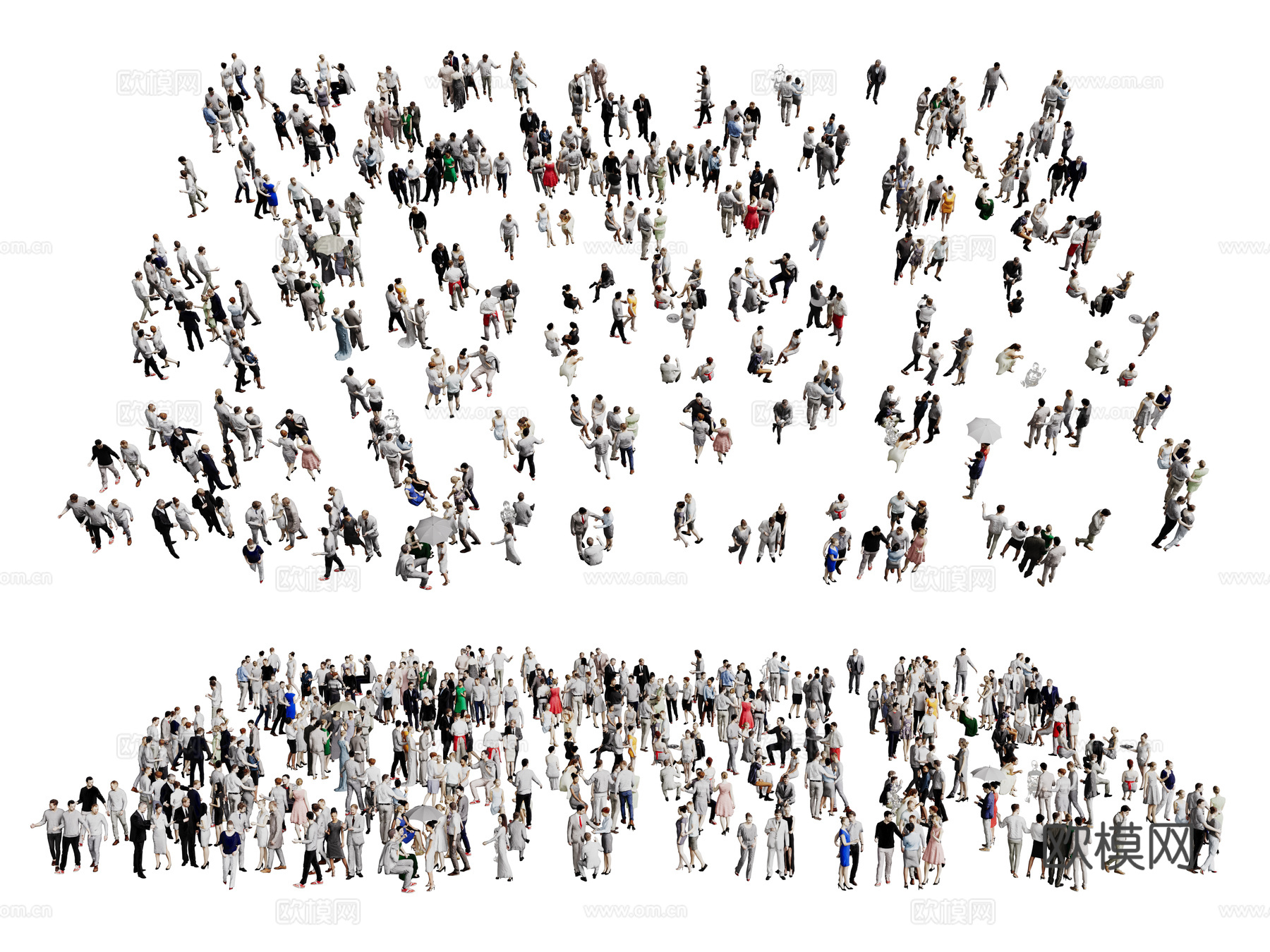 现代人物 男人 女人 人物组合su模型